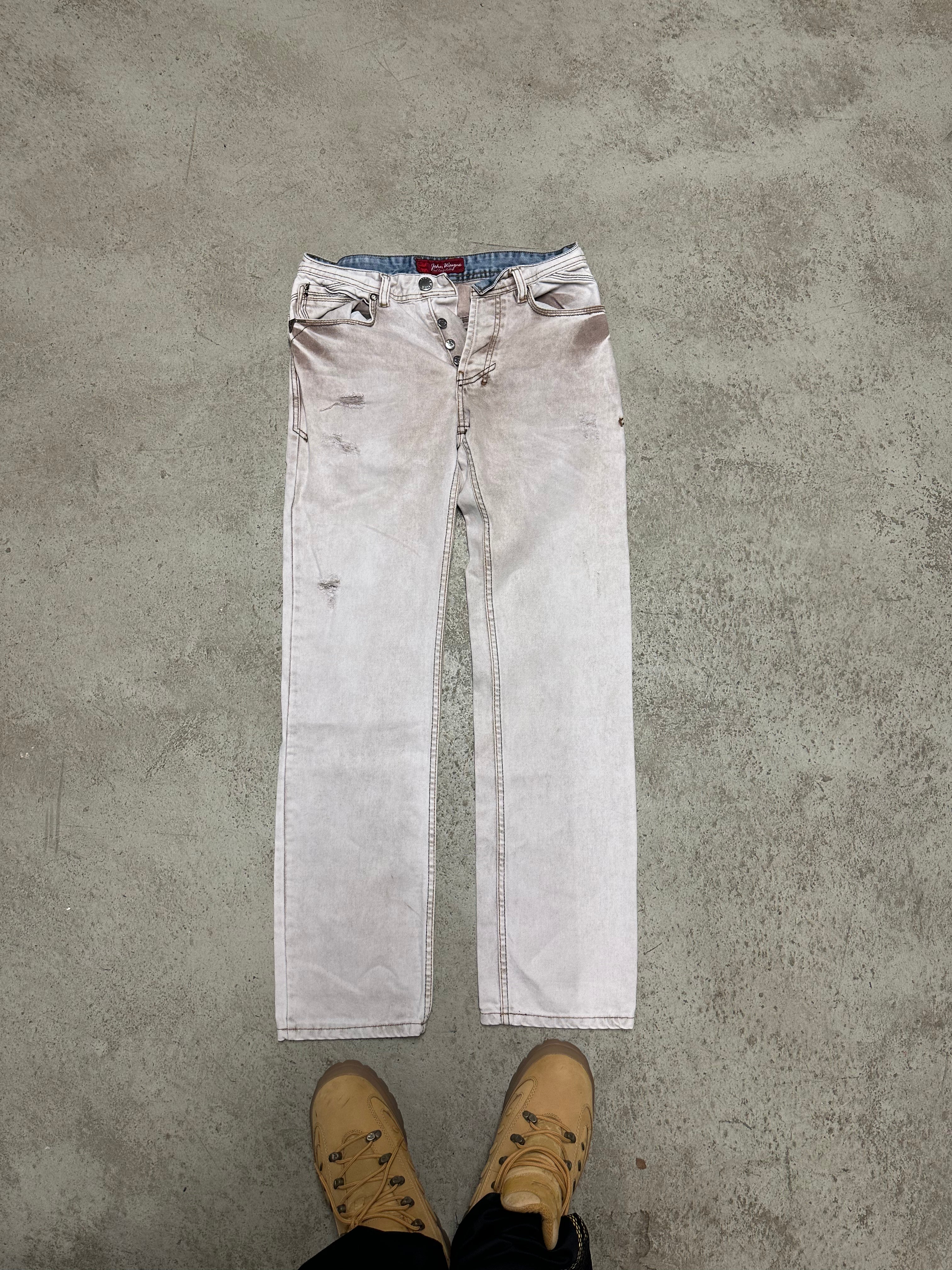 John Wayne Jeans (Straight Slim Fit, Weiß, Size W30 L34, Guter Zustand)