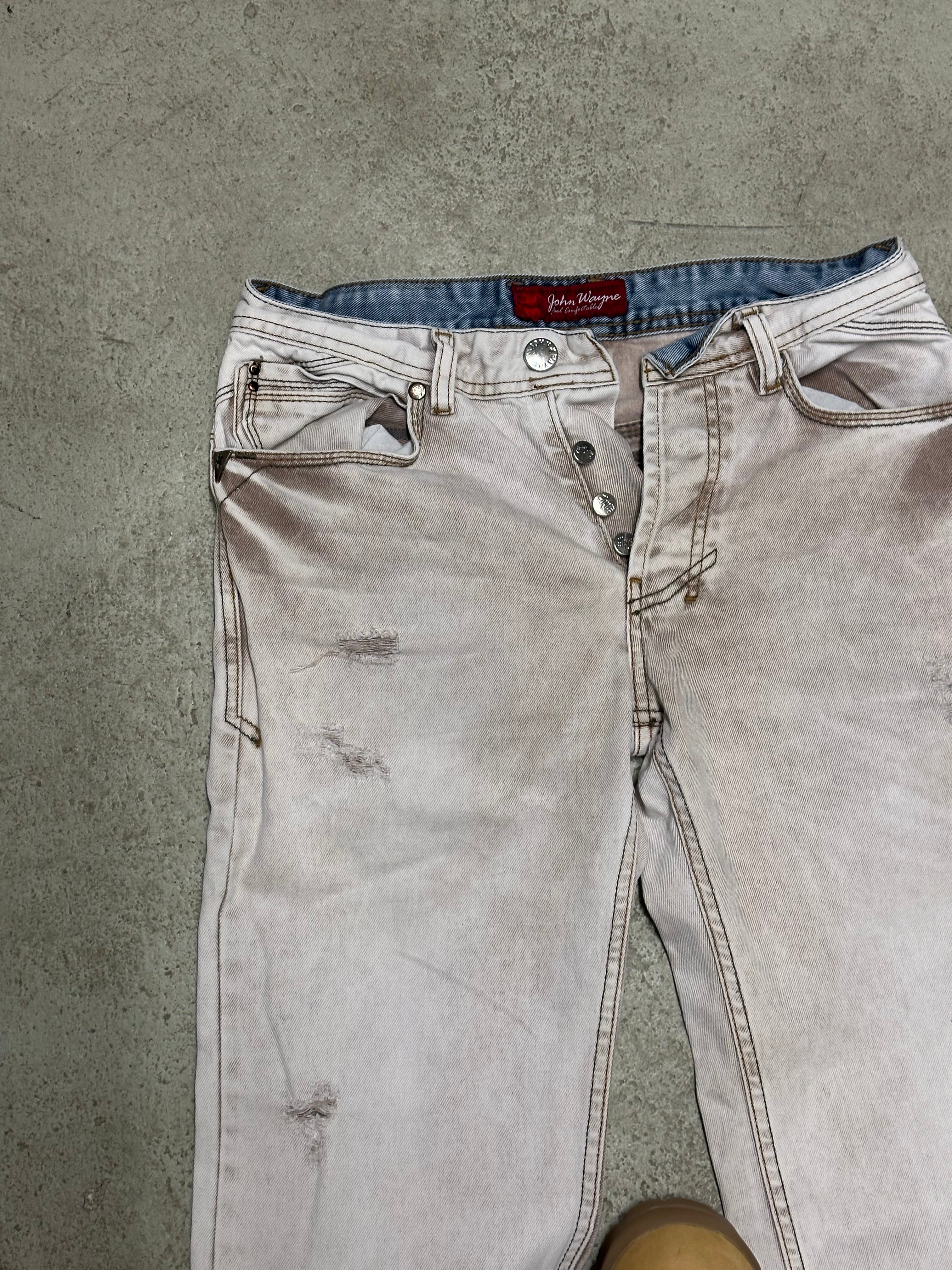 John Wayne Jeans (Straight Slim Fit, Weiß, Size W30 L34, Guter Zustand)