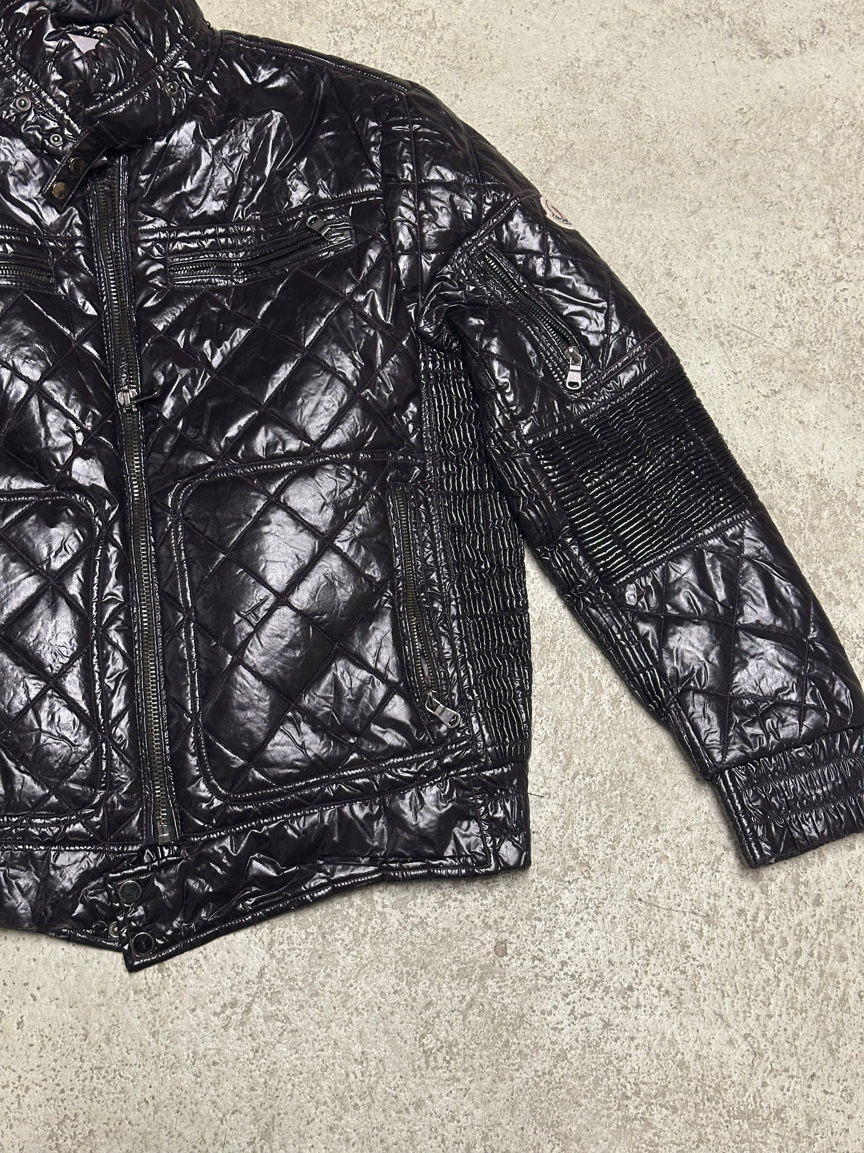 Moncler Leather Puffer Jacket (Dunkles Bordeauxrot,)