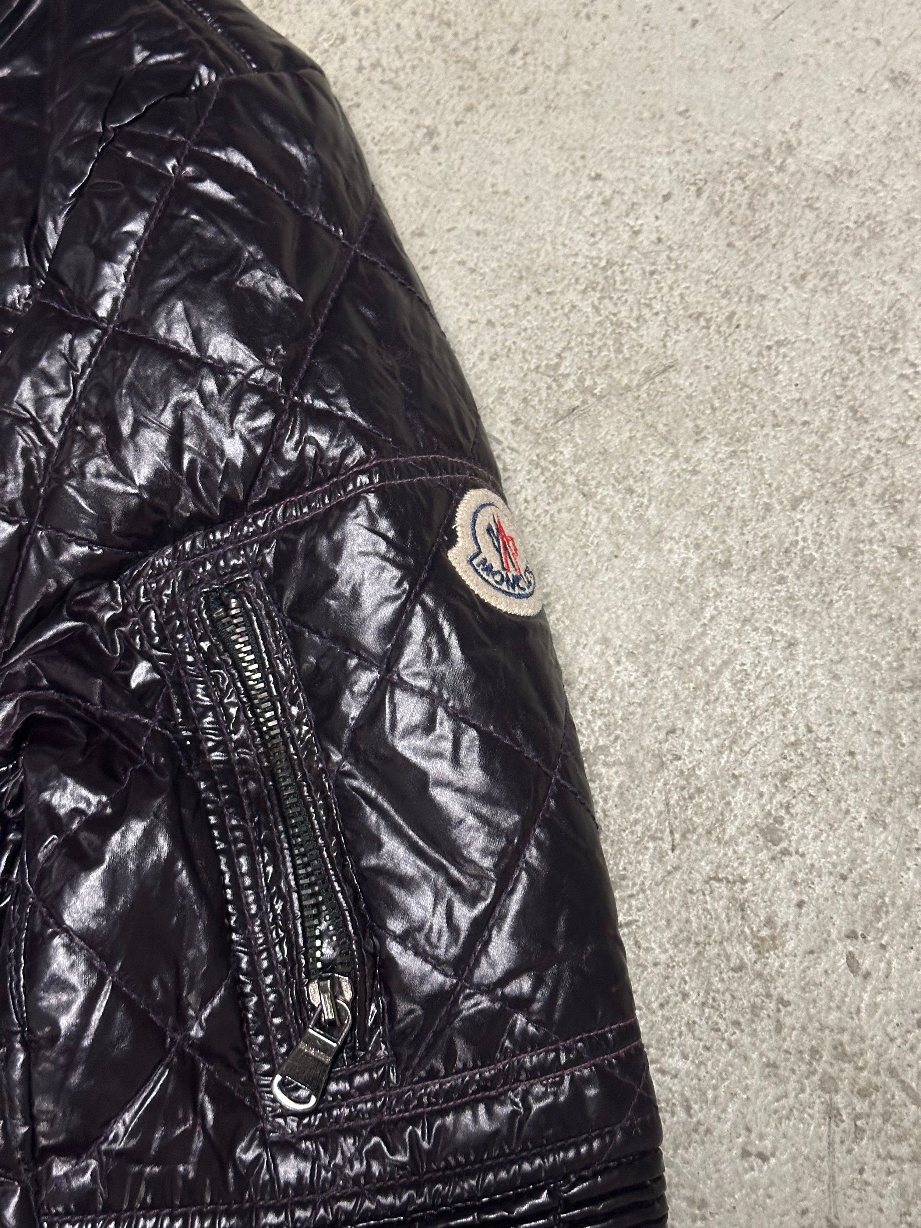 Moncler Leather Puffer Jacket (Dunkles Bordeauxrot,)