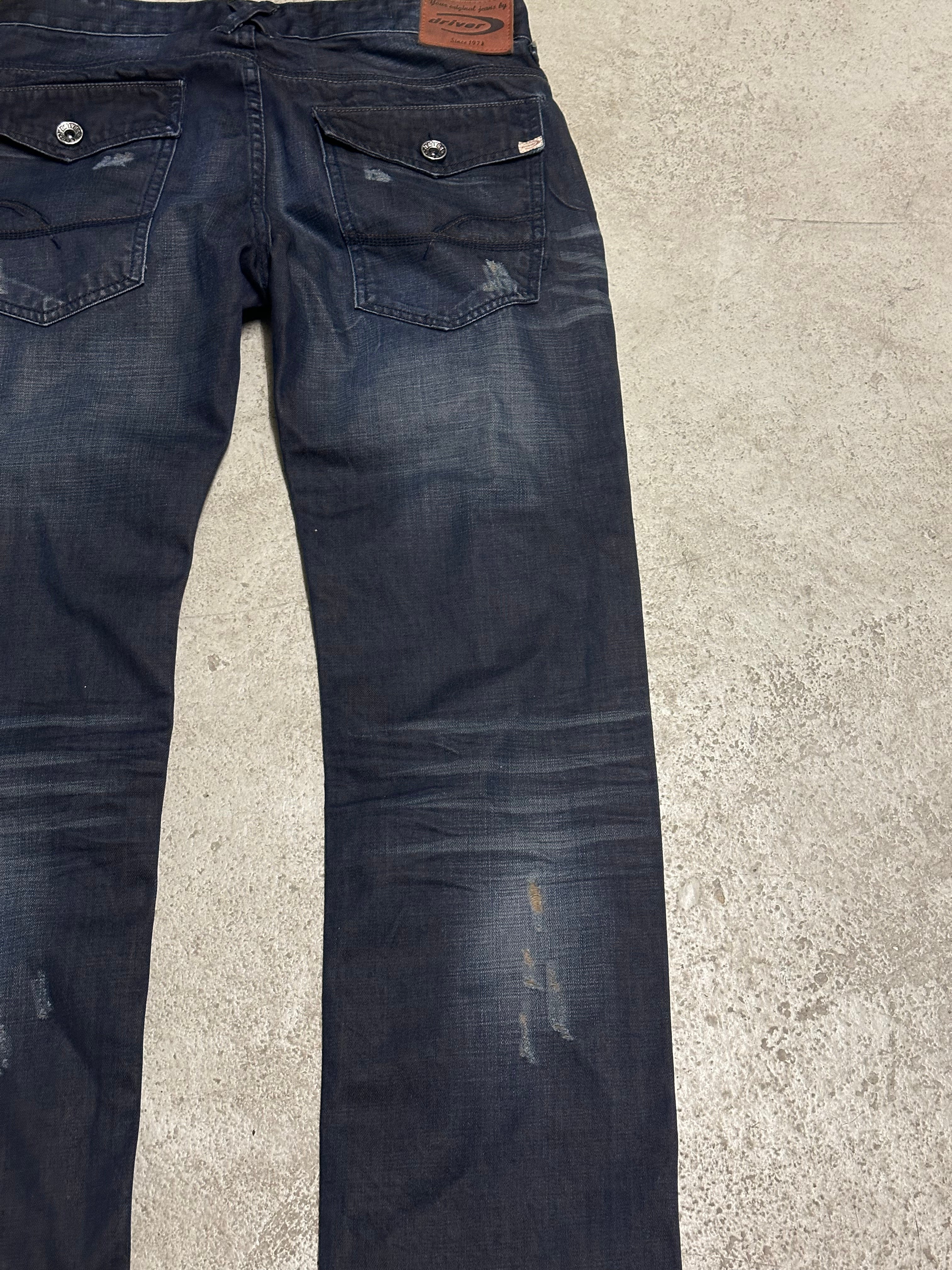 Driver Jeans (Blau, Ripped Design, Straight Fit – Breiterer Schnitt, Size 32, Maße Vorhanden)