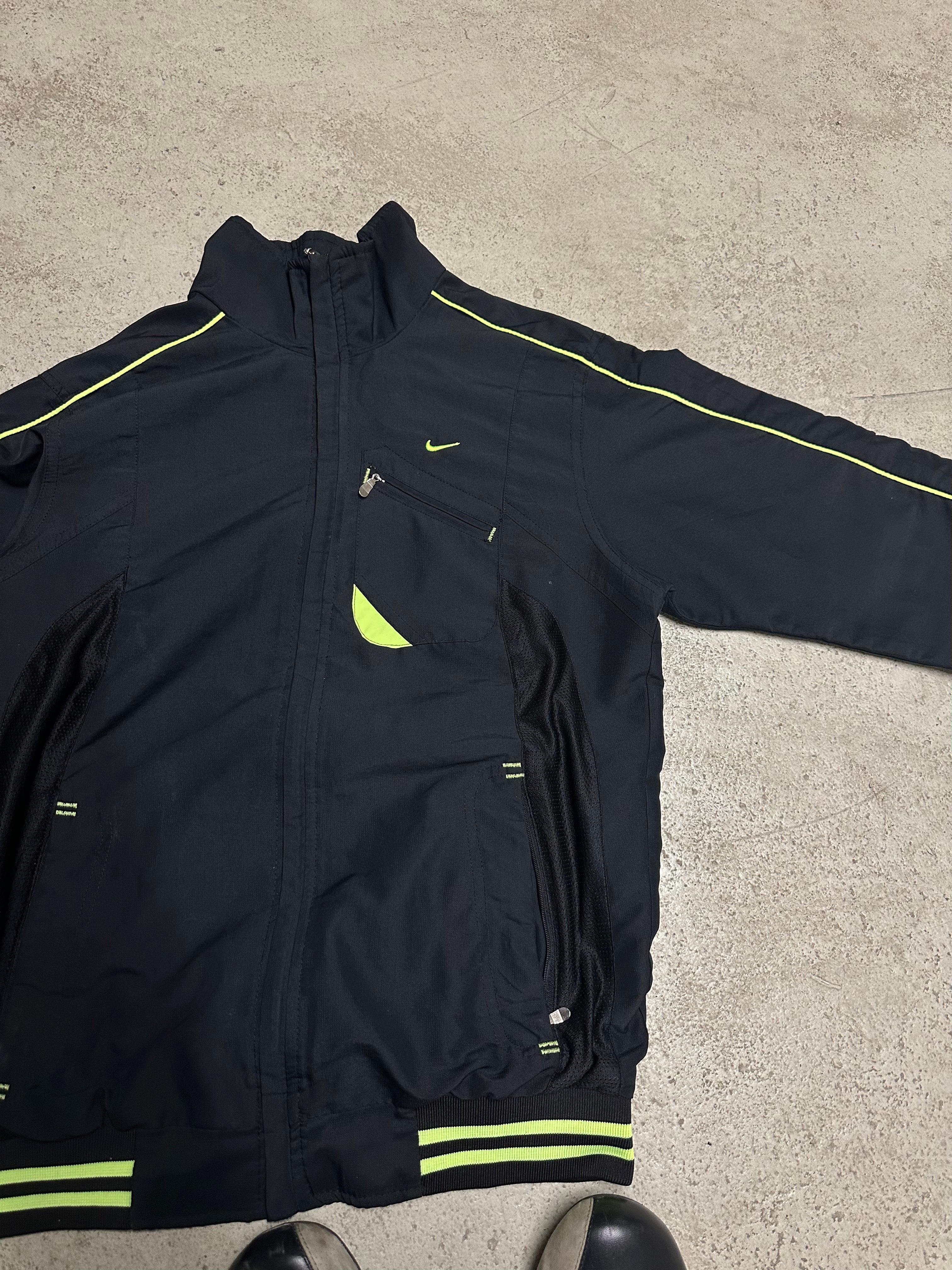 Nike Shox Trainingsanzug (Vintage, 2000er, Schwarz mit Neongrünen Akzenten, Seltenes Stück)