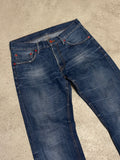 Baldessarini Jeans (Blau, W34 L32, Vintage, Straight Fit mit Offenem Bein, Guter Zustand)