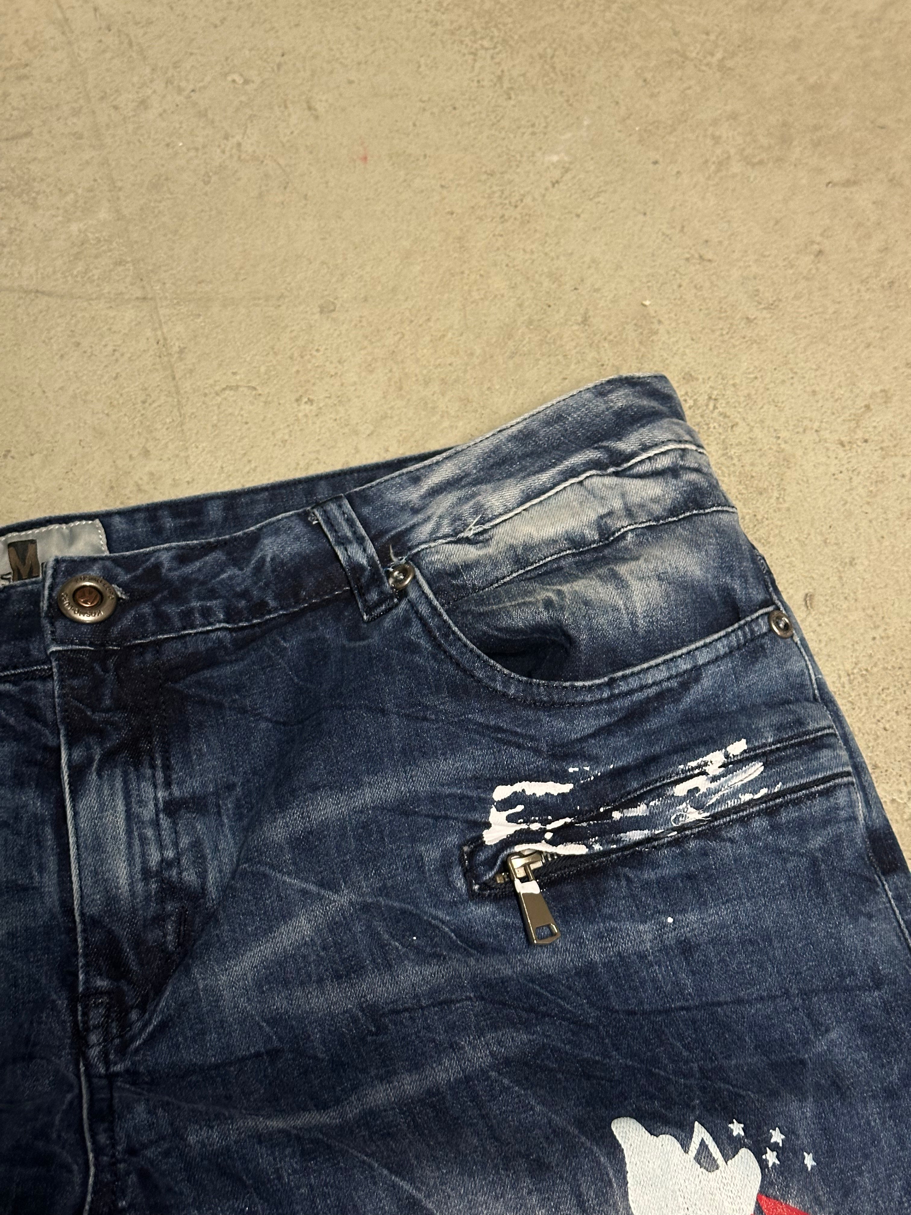 Kosmo Lupo Jeans (Dunkelblau, W40 L32, Seltenes Vintage Piece, Guter Zustand, Cooles Design)