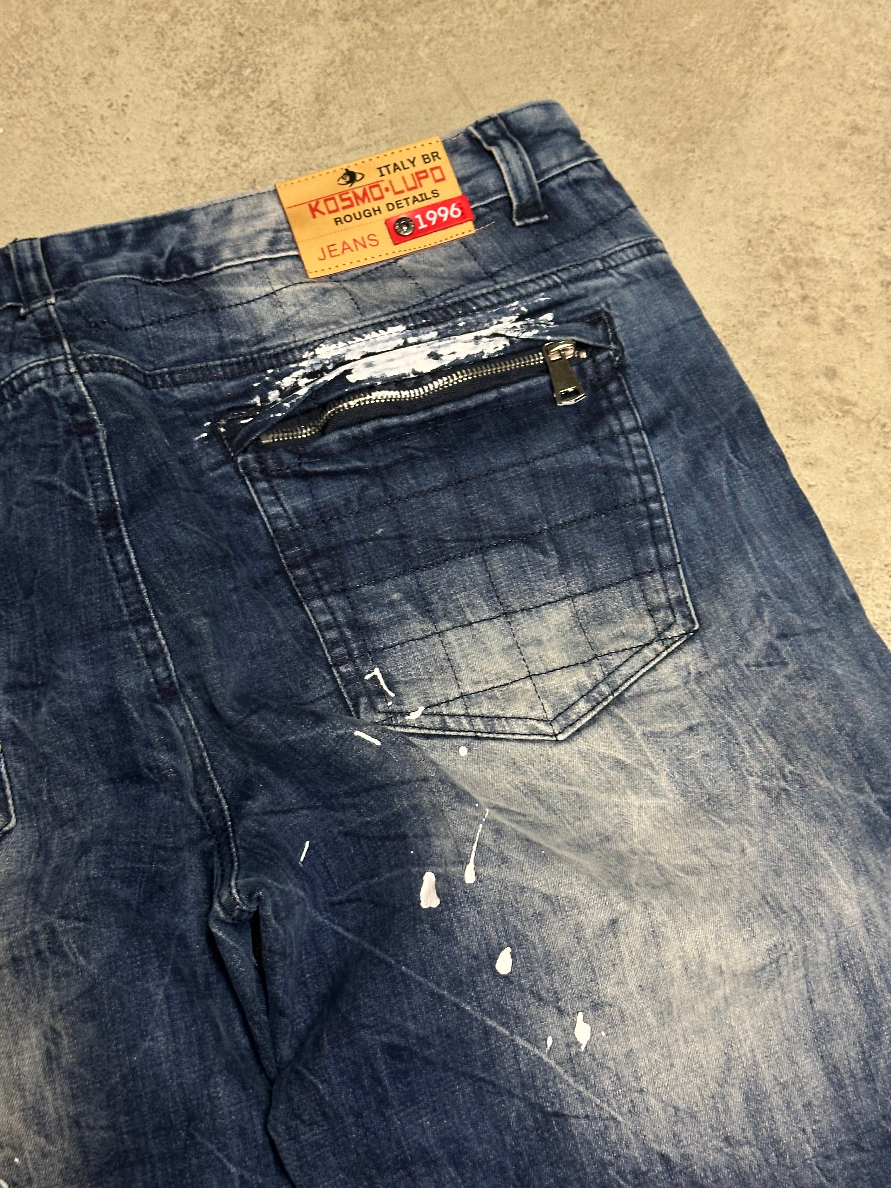 Kosmo Lupo Jeans (Dunkelblau, W40 L32, Seltenes Vintage Piece, Guter Zustand, Cooles Design)