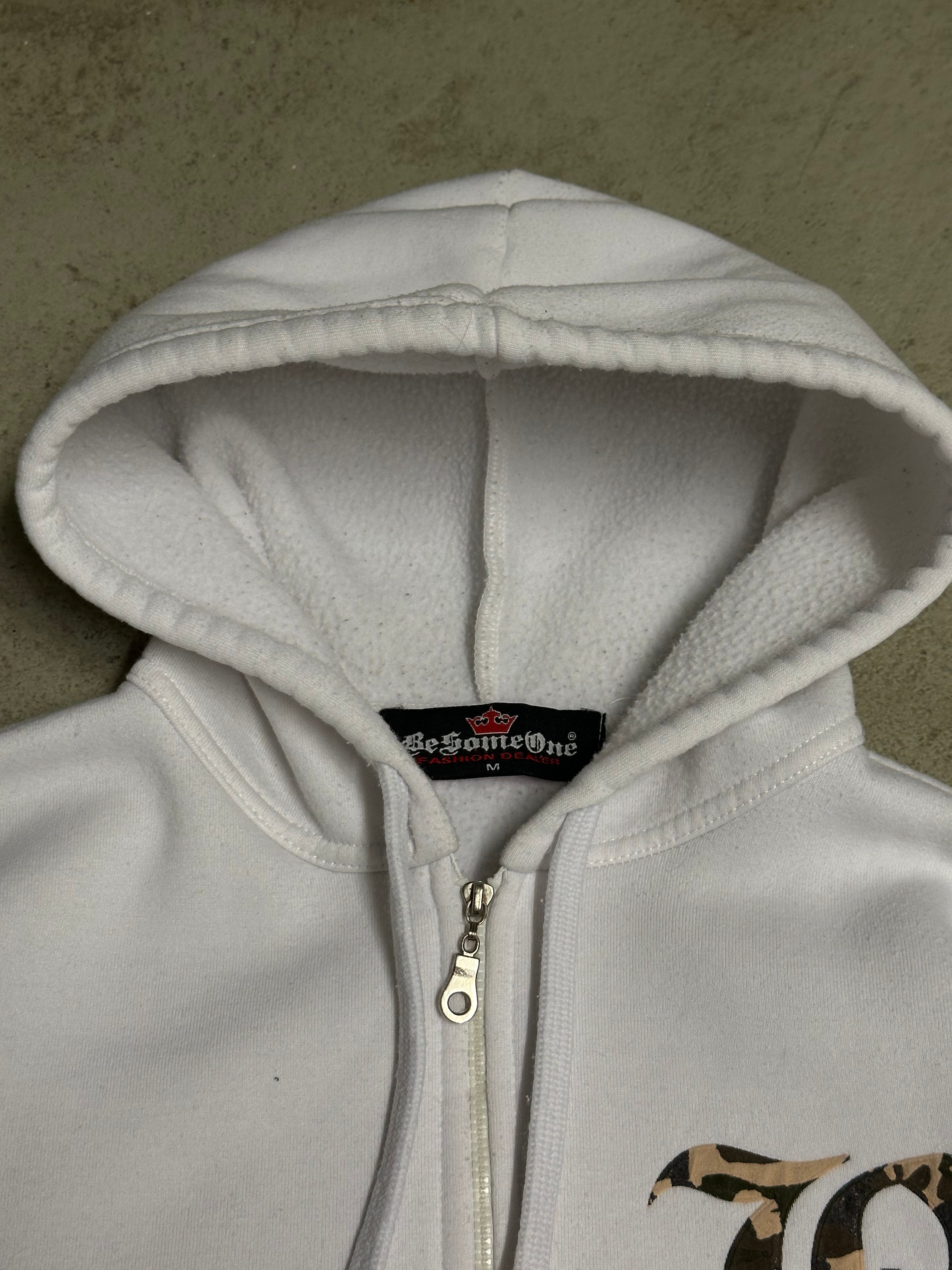 Vintage Besomeone Escobar Sweatjacke (Weiß, Camouflage Print, Guter Zustand, Size M, Maße Vorhanden)