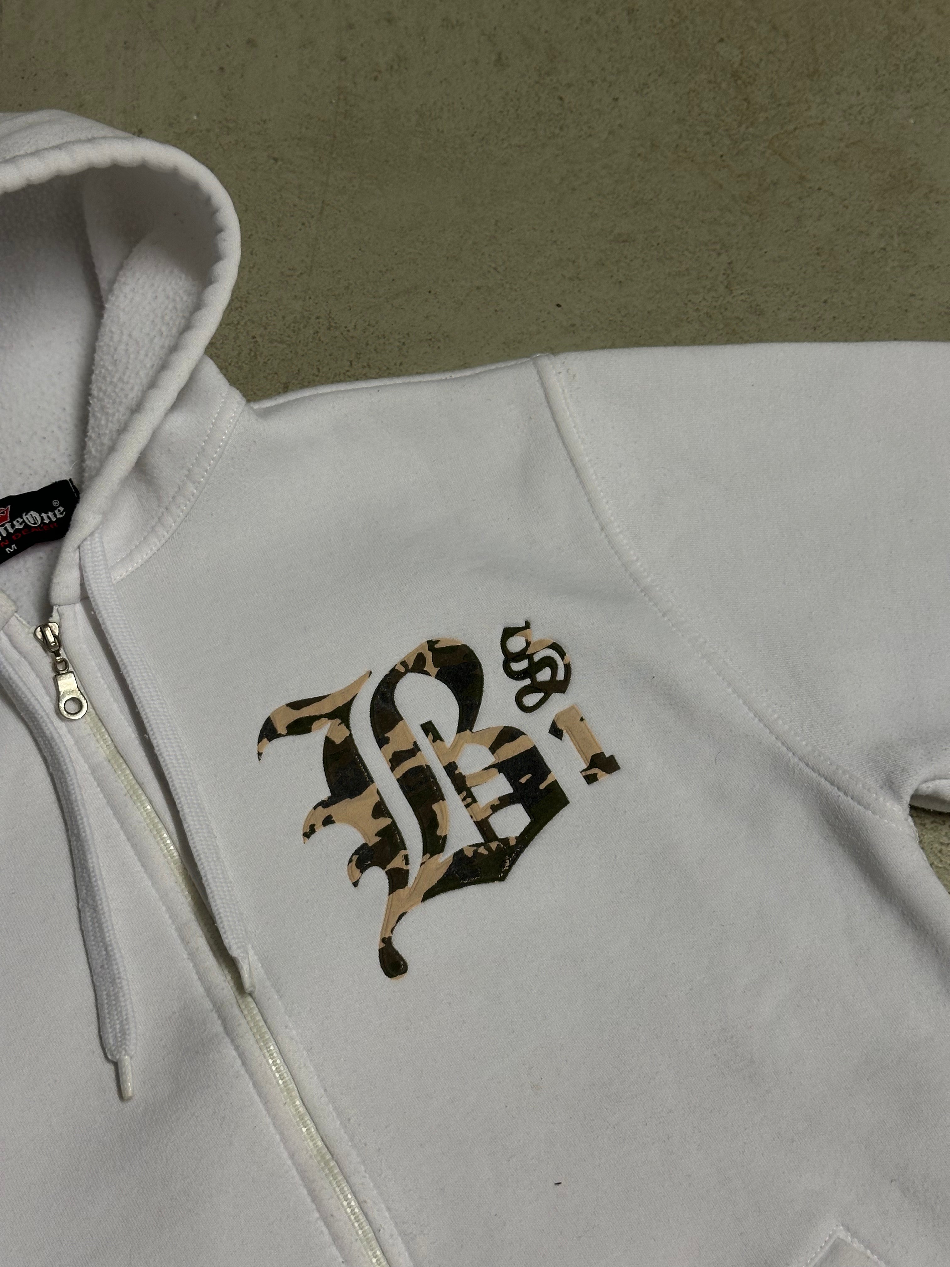 Vintage Besomeone Escobar Sweatjacke (Weiß, Camouflage Print, Guter Zustand, Size M, Maße Vorhanden)