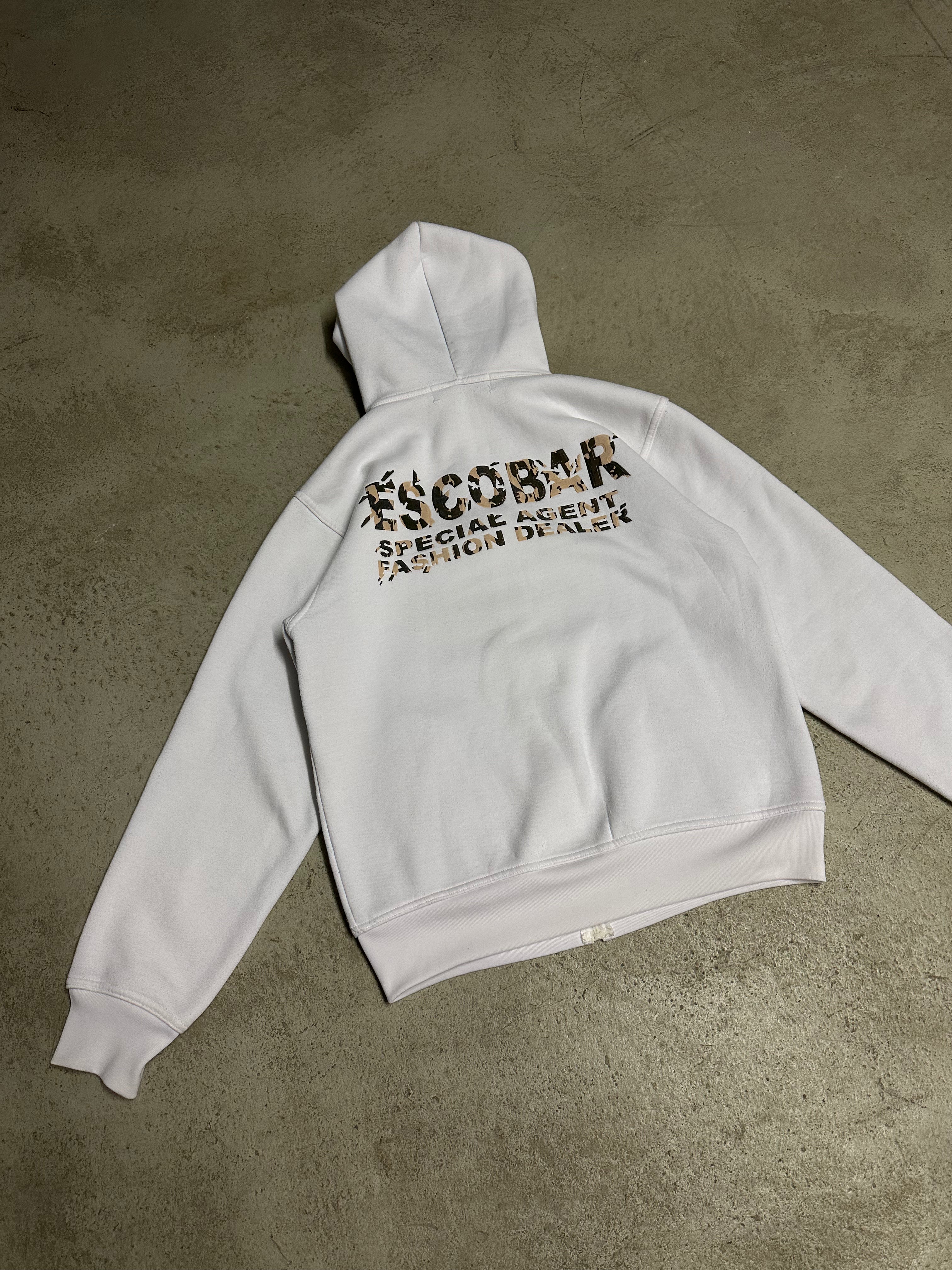 Vintage Besomeone Escobar Sweatjacke (Weiß, Camouflage Print, Guter Zustand, Size M, Maße Vorhanden)