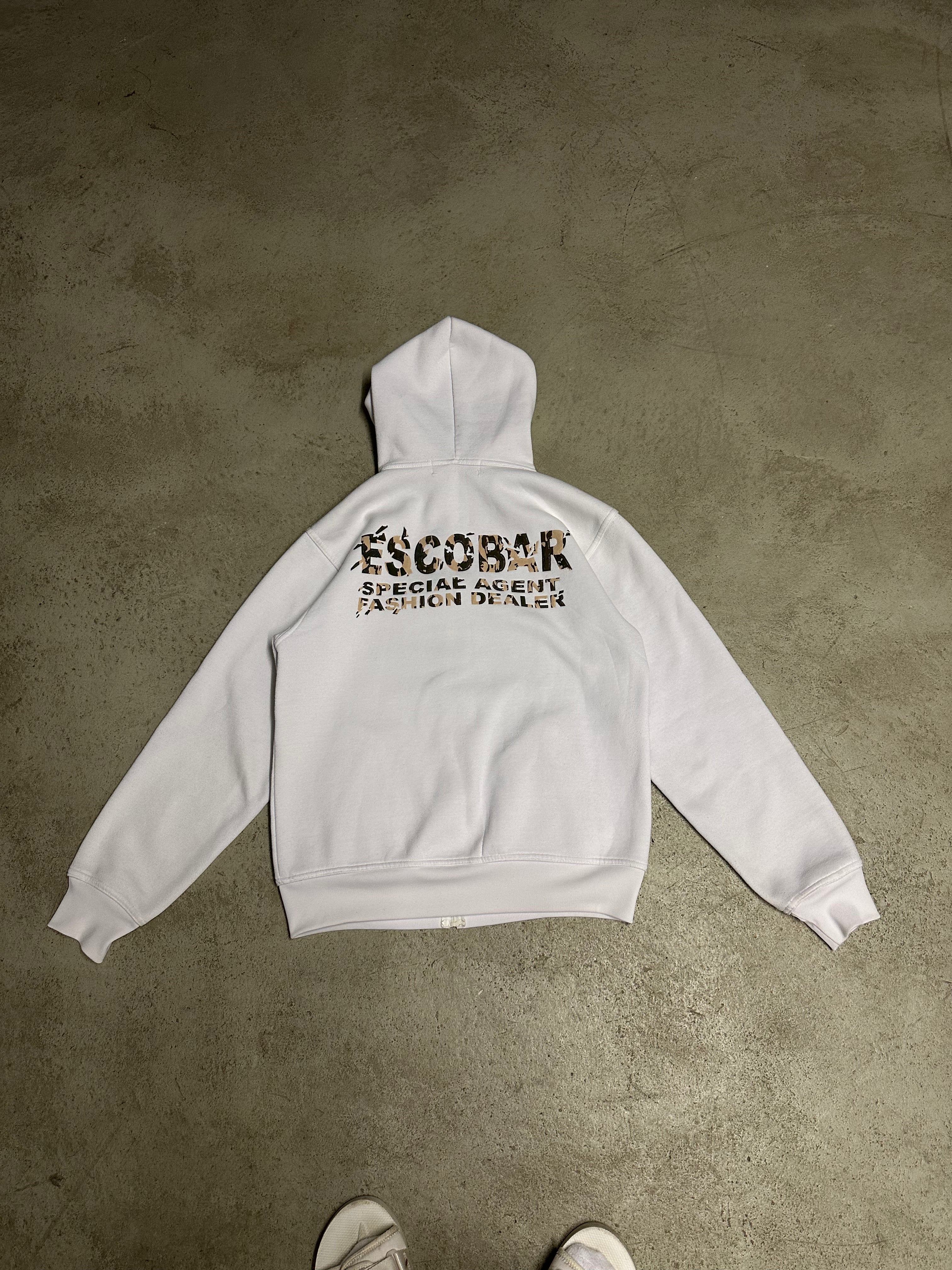 Vintage Besomeone Escobar Sweatjacke (Weiß, Camouflage Print, Guter Zustand, Size M, Maße Vorhanden)
