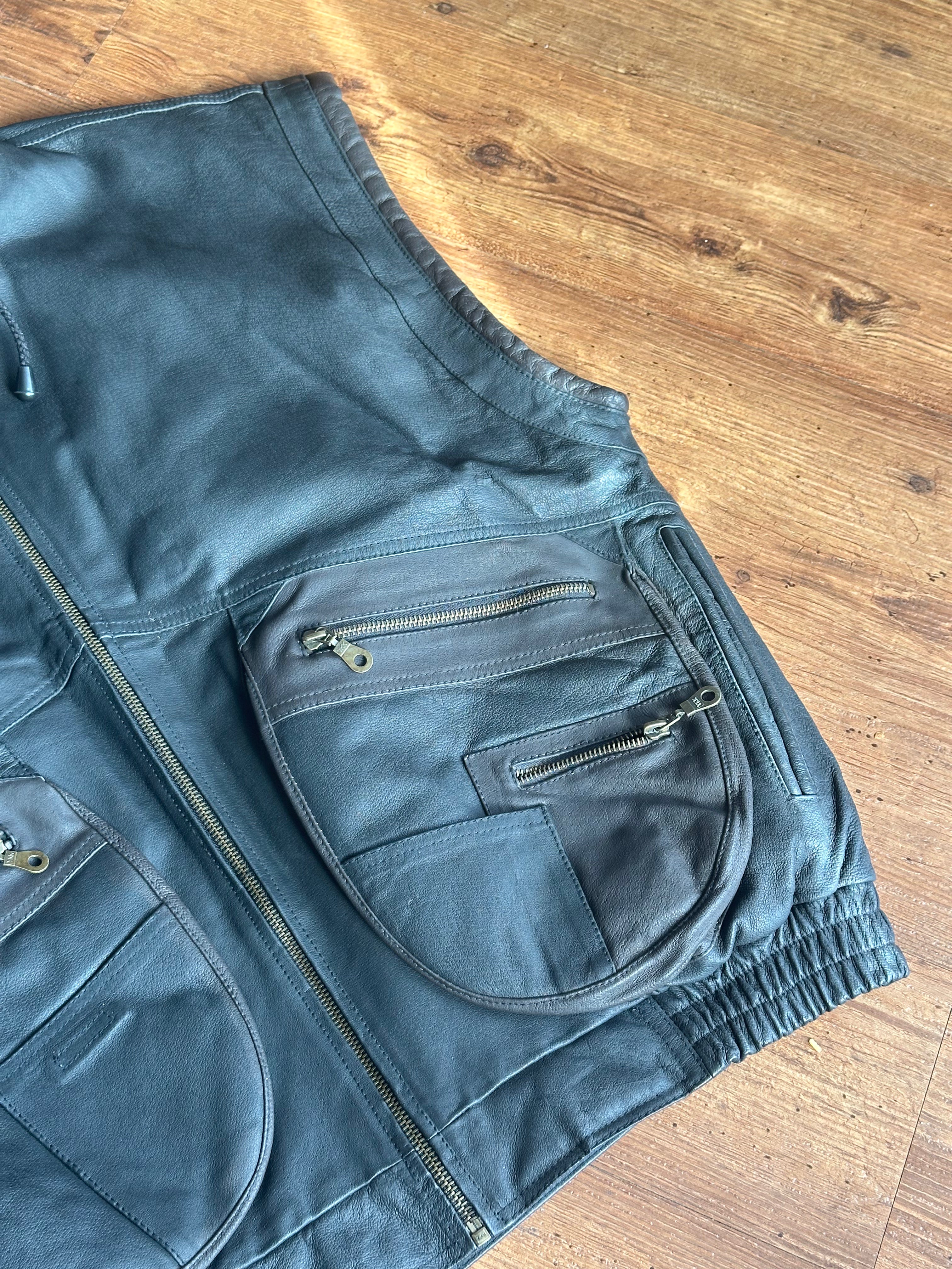 Henry Marshall Vintage Lederweste (Schwarz, Echtleder)