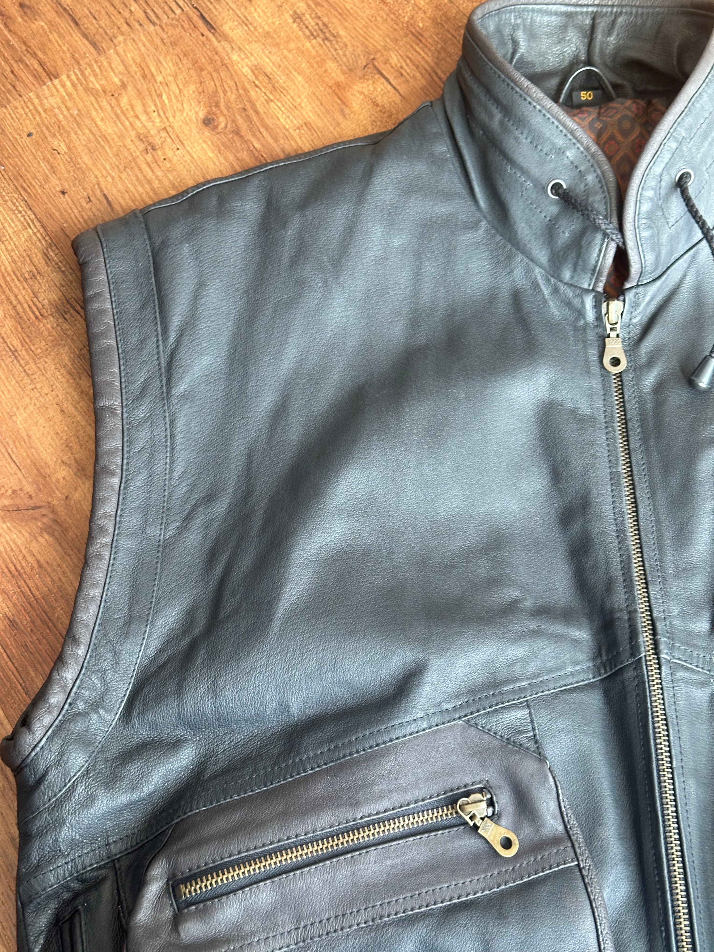 Henry Marshall Vintage Lederweste (Schwarz, Echtleder)