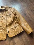 Vintage Heine Lederjacke (Vintage, Gelbsenf-Ton, Guter Zustand, Size S, Seltenes Fundstück)