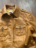 Vintage Heine Lederjacke (Vintage, Gelbsenf-Ton, Guter Zustand, Size S, Seltenes Fundstück)