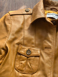 Vintage Heine Lederjacke (Vintage, Gelbsenf-Ton, Guter Zustand, Size S, Seltenes Fundstück)