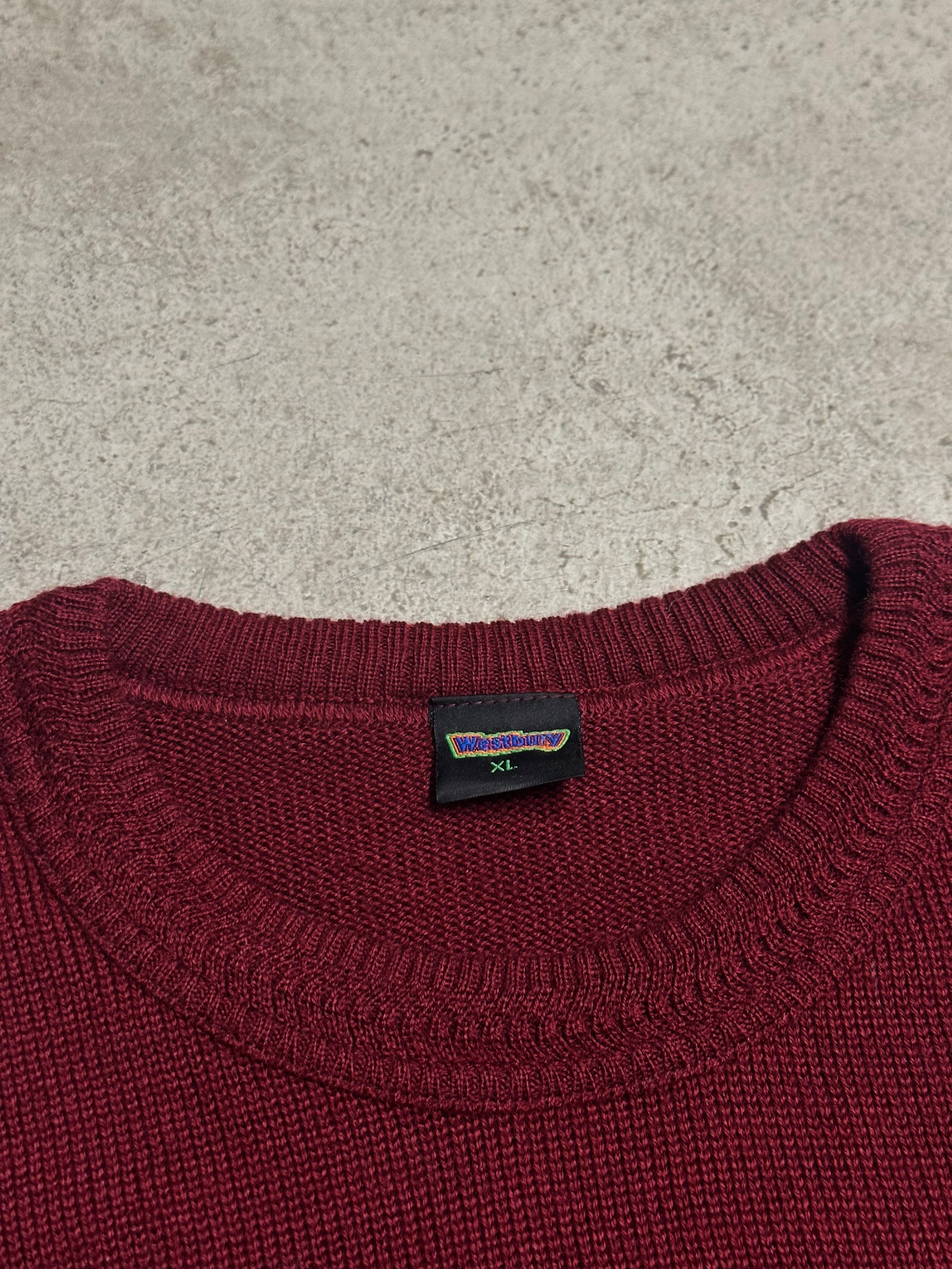Vintage Westburry Knitsweater (Size XL, Rot, Guter Zustand, Maße Vorhanden)