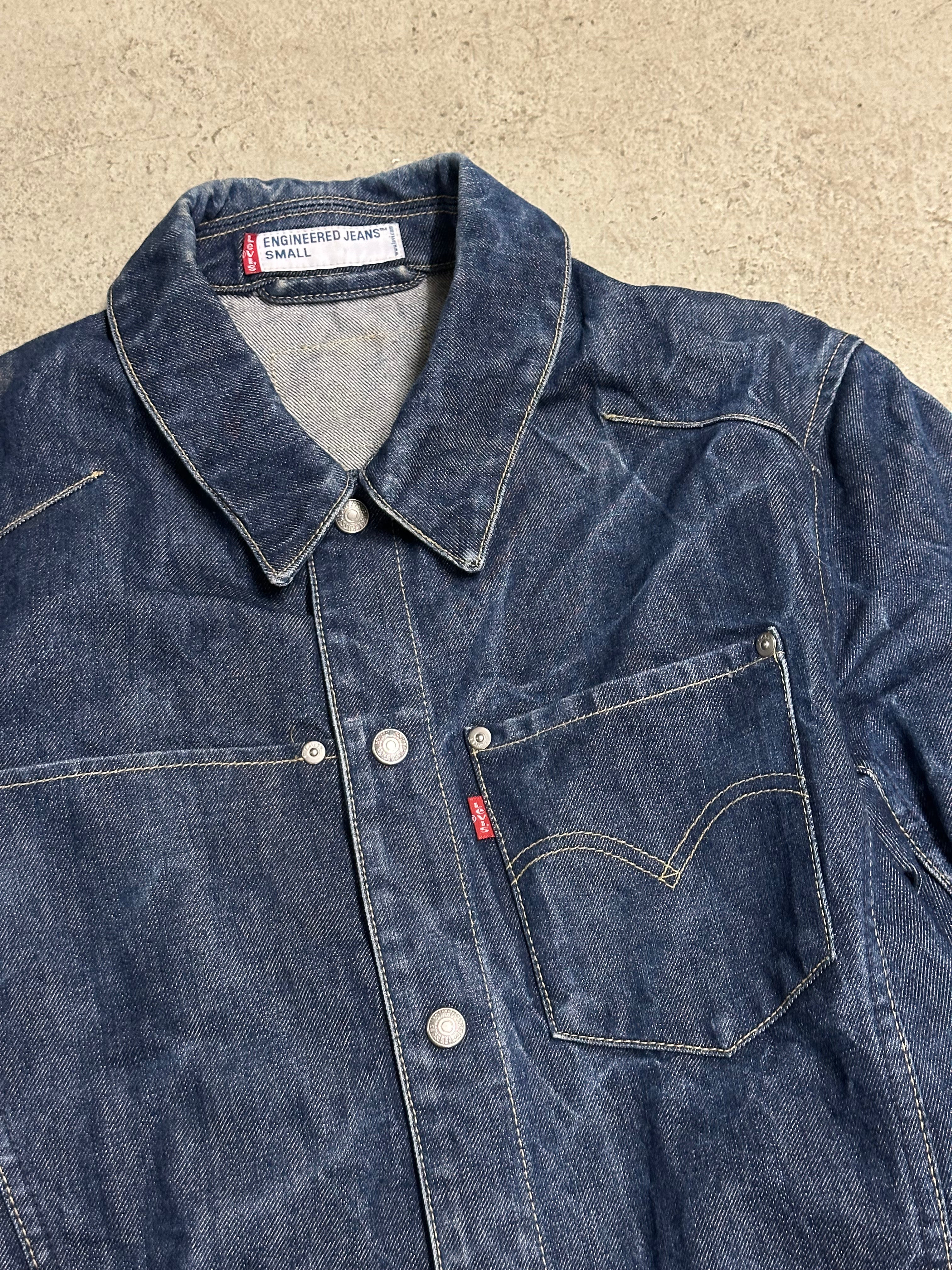 Vintage levis Engineered Jeansjacke (Size S, Dunkelblau, Guter Zustand, Maße vorhanden)