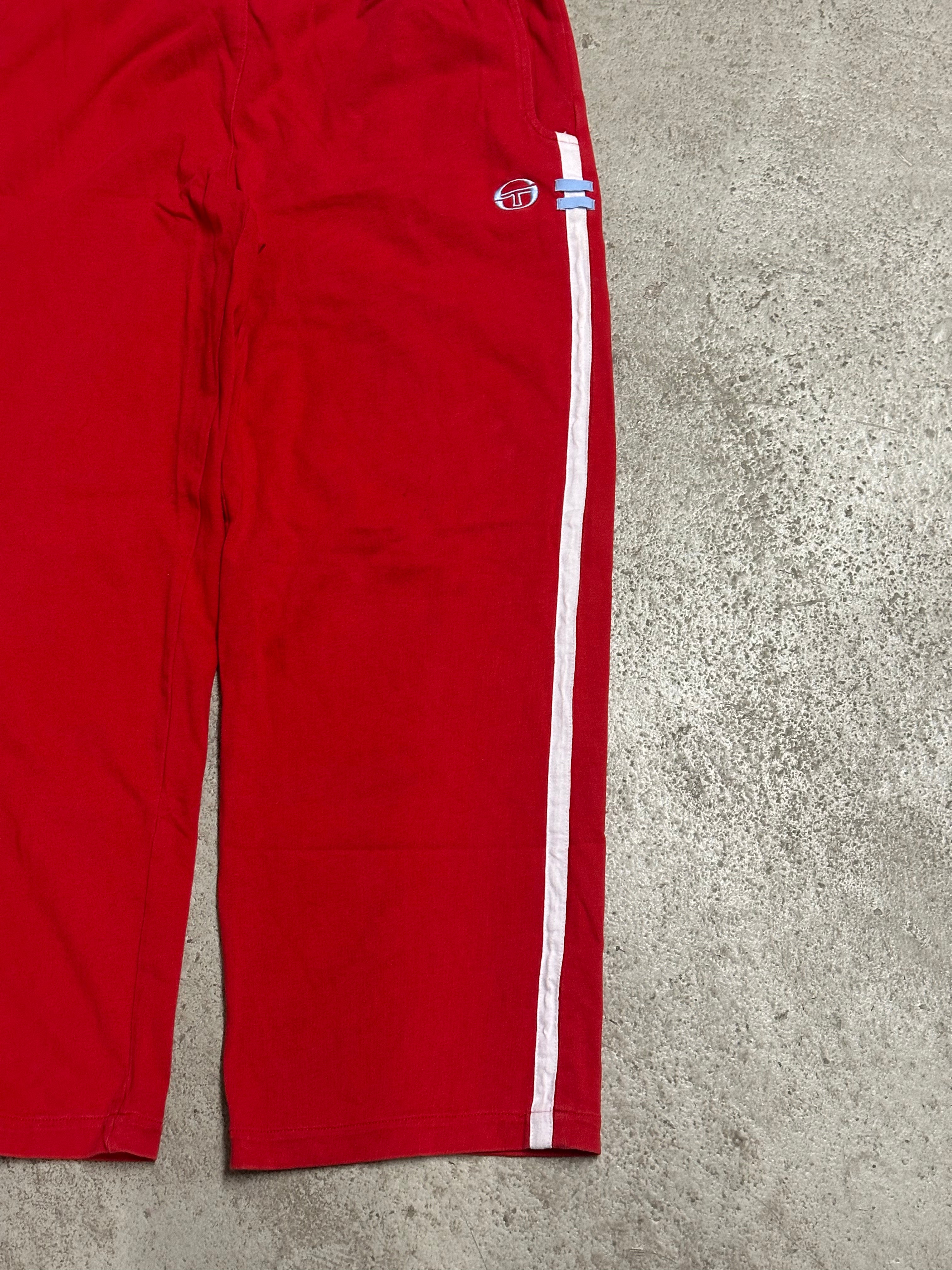 Sergio Tacchini Vintage Trainingsanzug Beige Rot Größe XL Guter Zustand