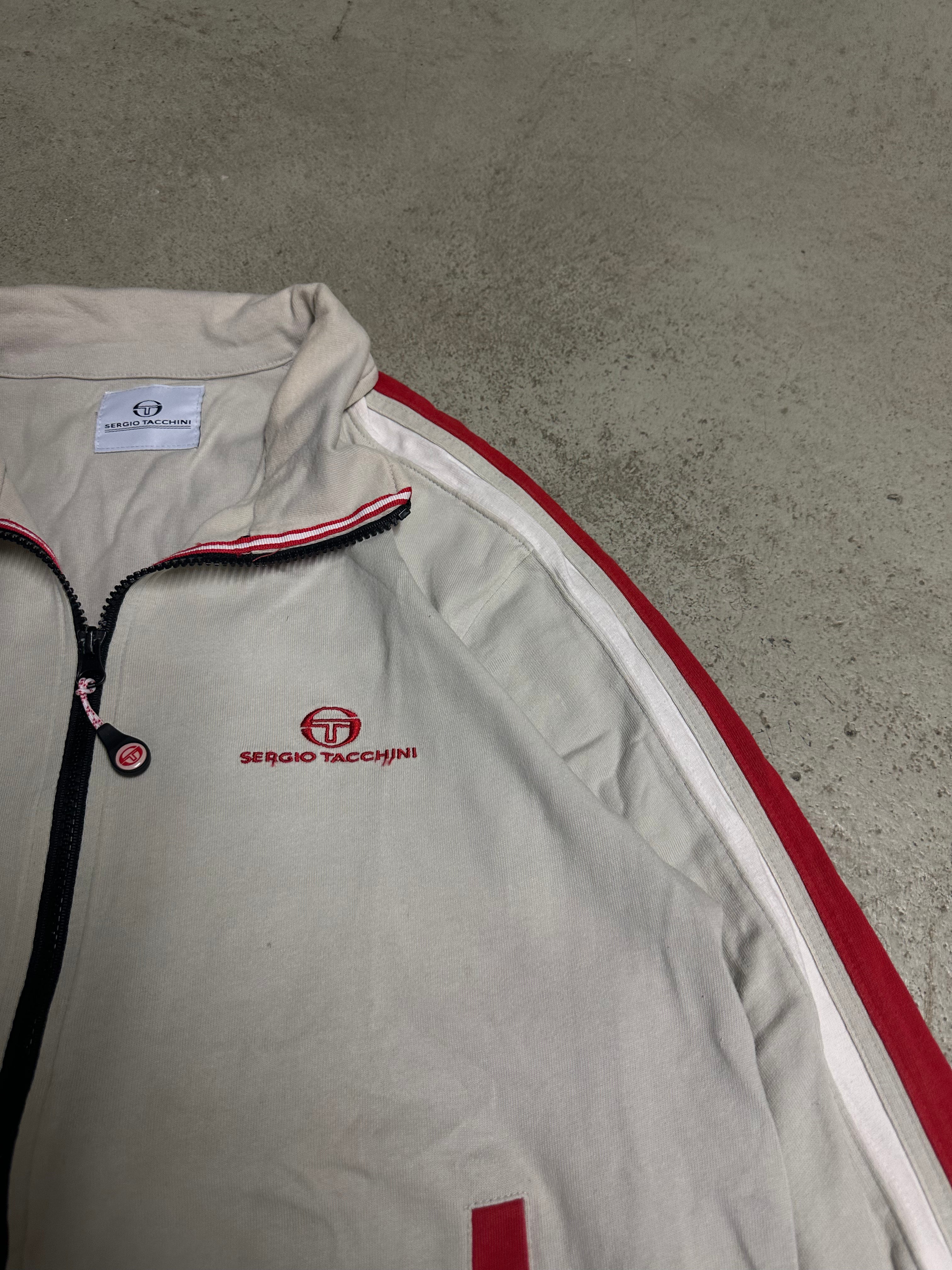 Sergio Tacchini Vintage Trainingsanzug Beige Rot Größe XL Guter Zustand