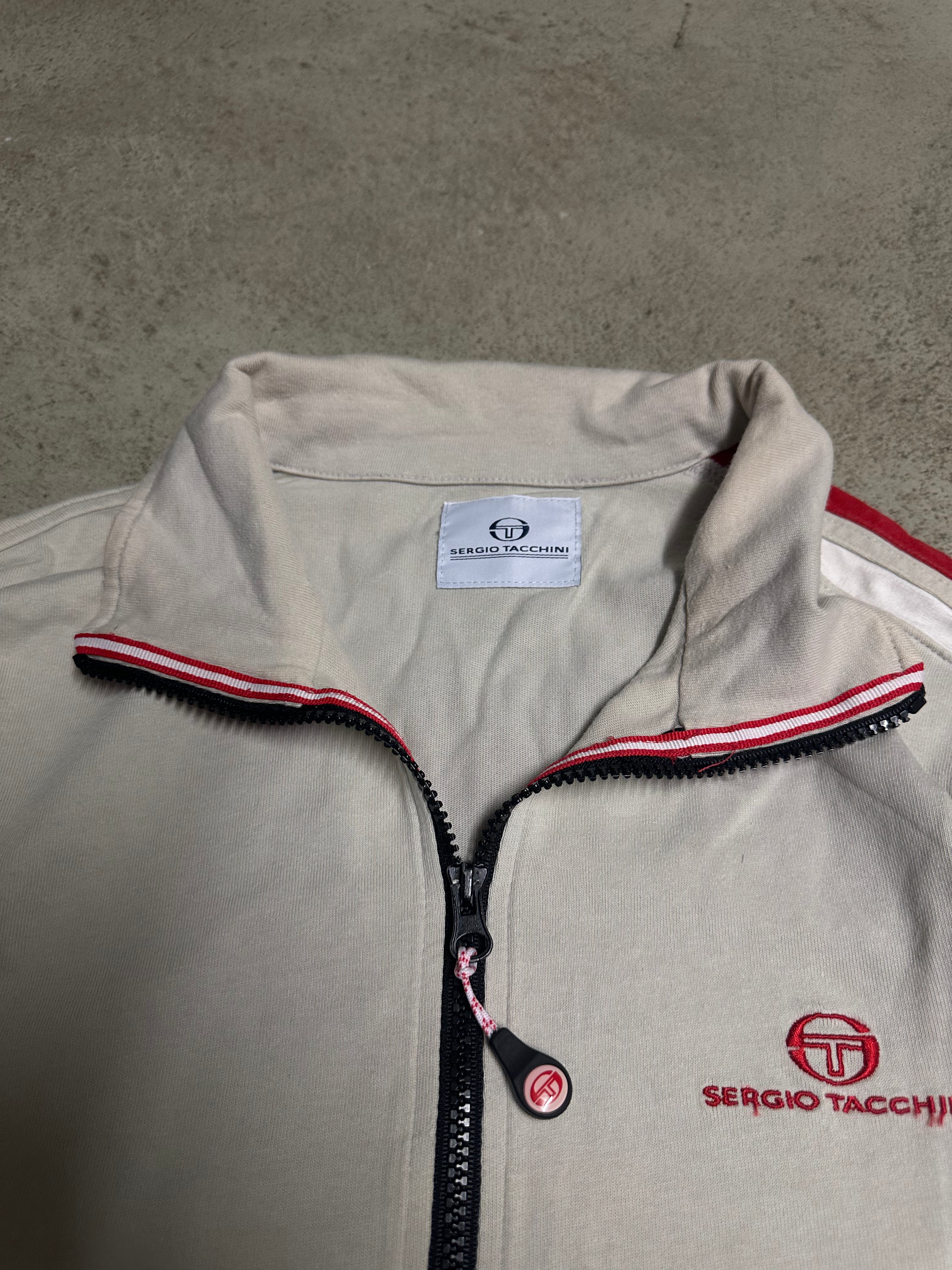 Sergio Tacchini Vintage Trainingsanzug Beige Rot Größe XL Guter Zustand