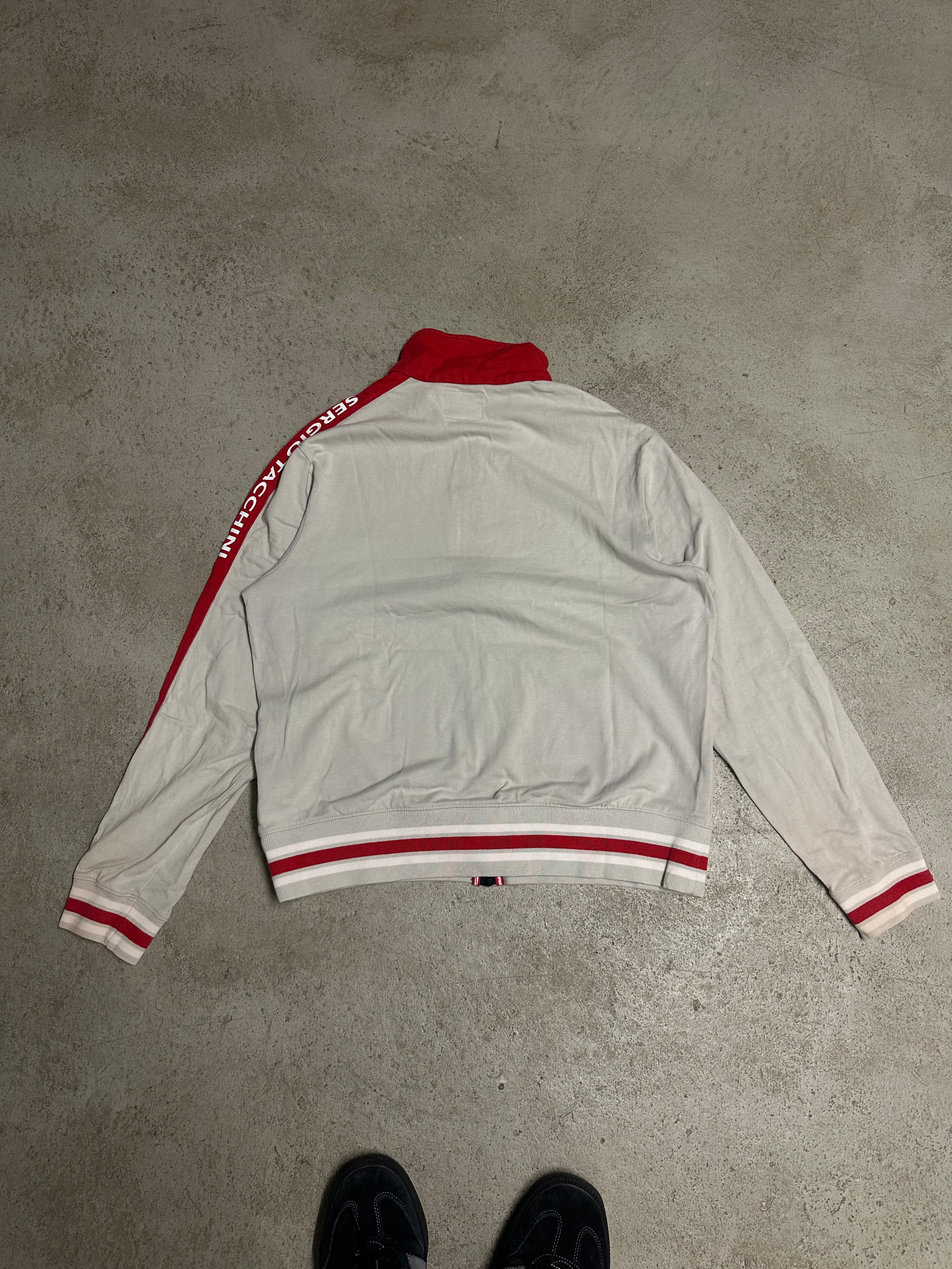 Sergio Tacchini Vintage Trainingsanzug Beige Rot Größe XL Guter Zustand