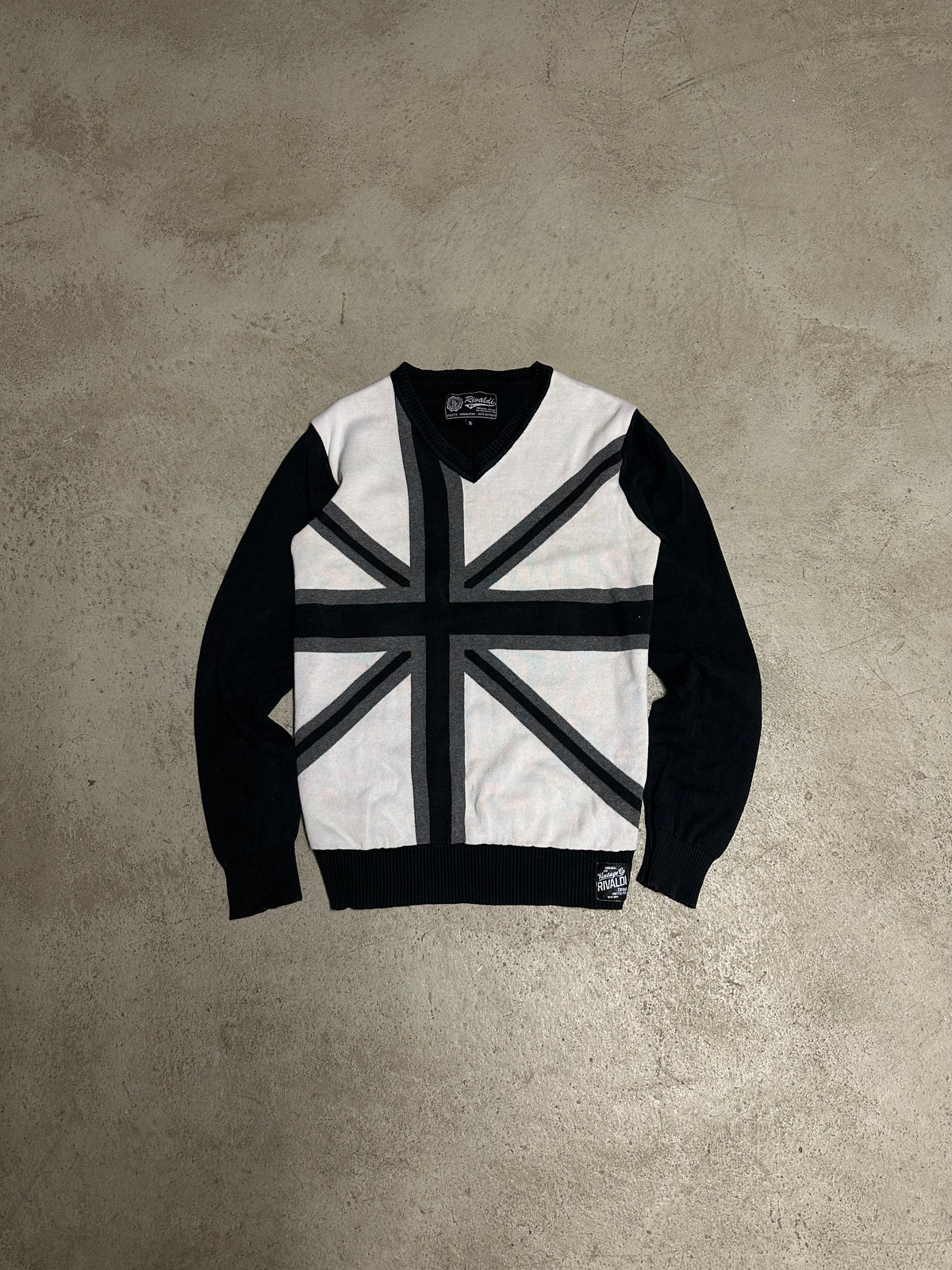 Vintage Rivaldi Brittish Empire Sweatshirt Weiß Schwarz Größe S Guter Zustand