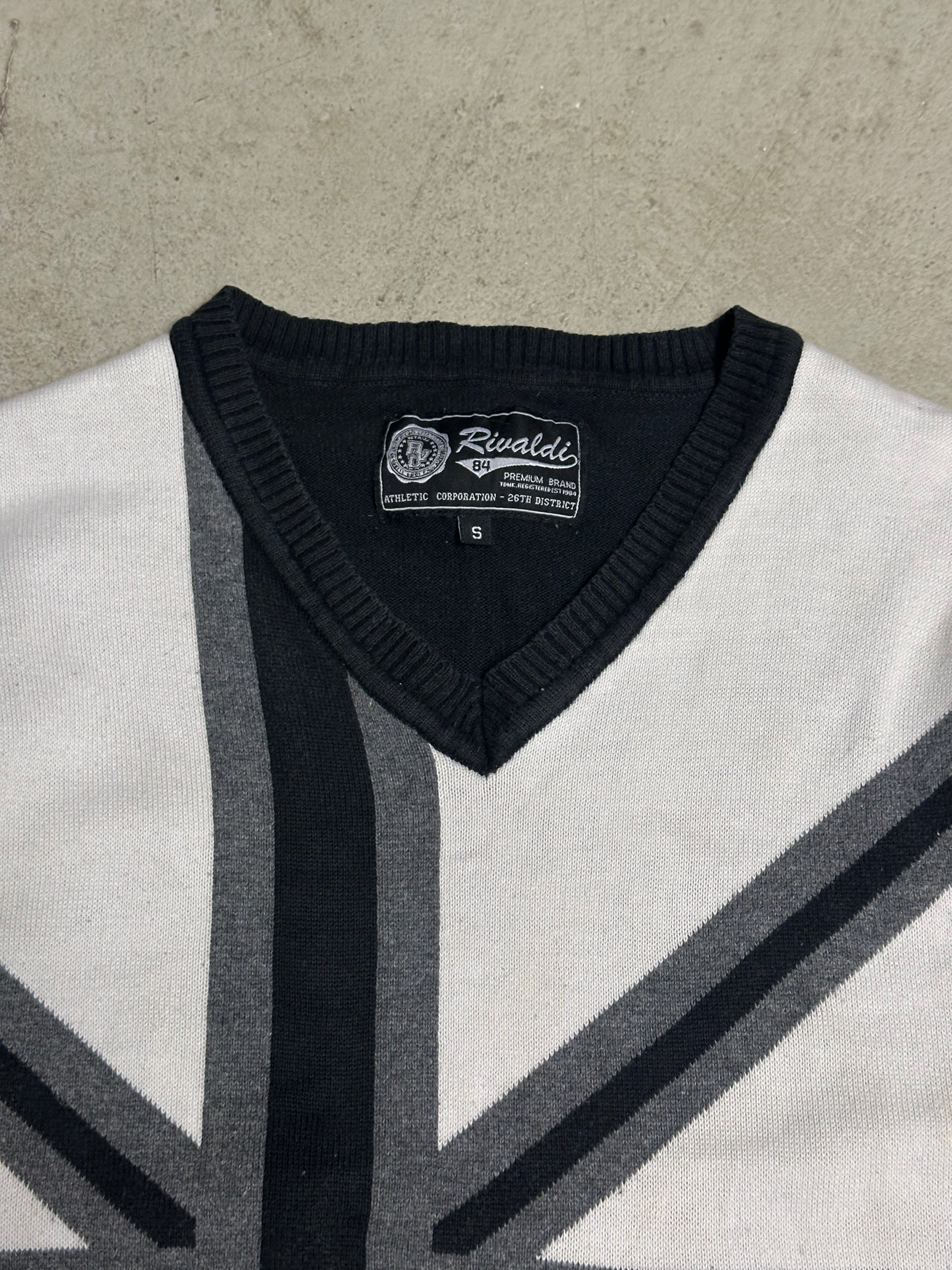 Vintage Rivaldi Brittish Empire Sweatshirt Weiß Schwarz Größe S Guter Zustand