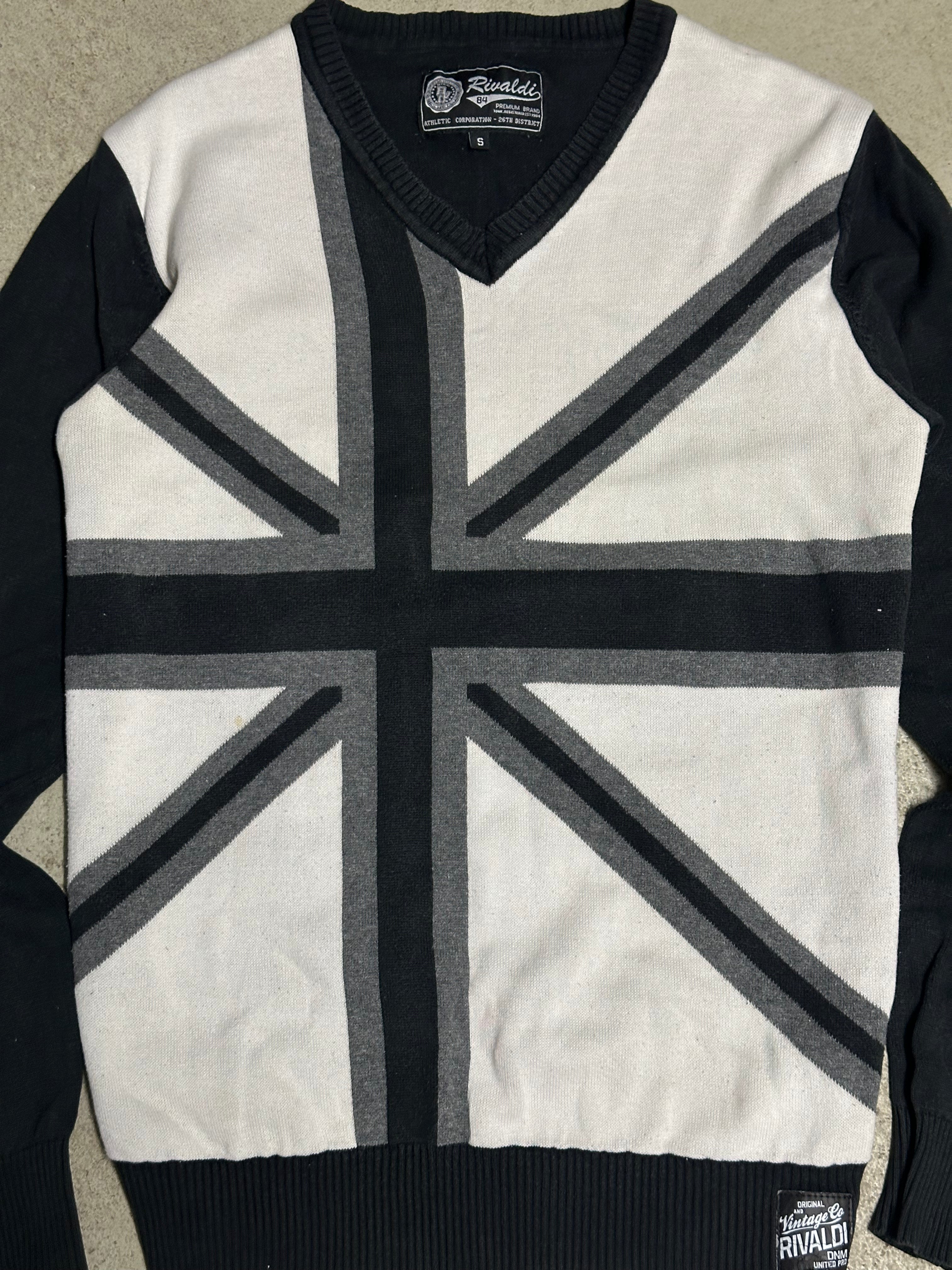 Vintage Rivaldi Brittish Empire Sweatshirt Weiß Schwarz Größe S Guter Zustand