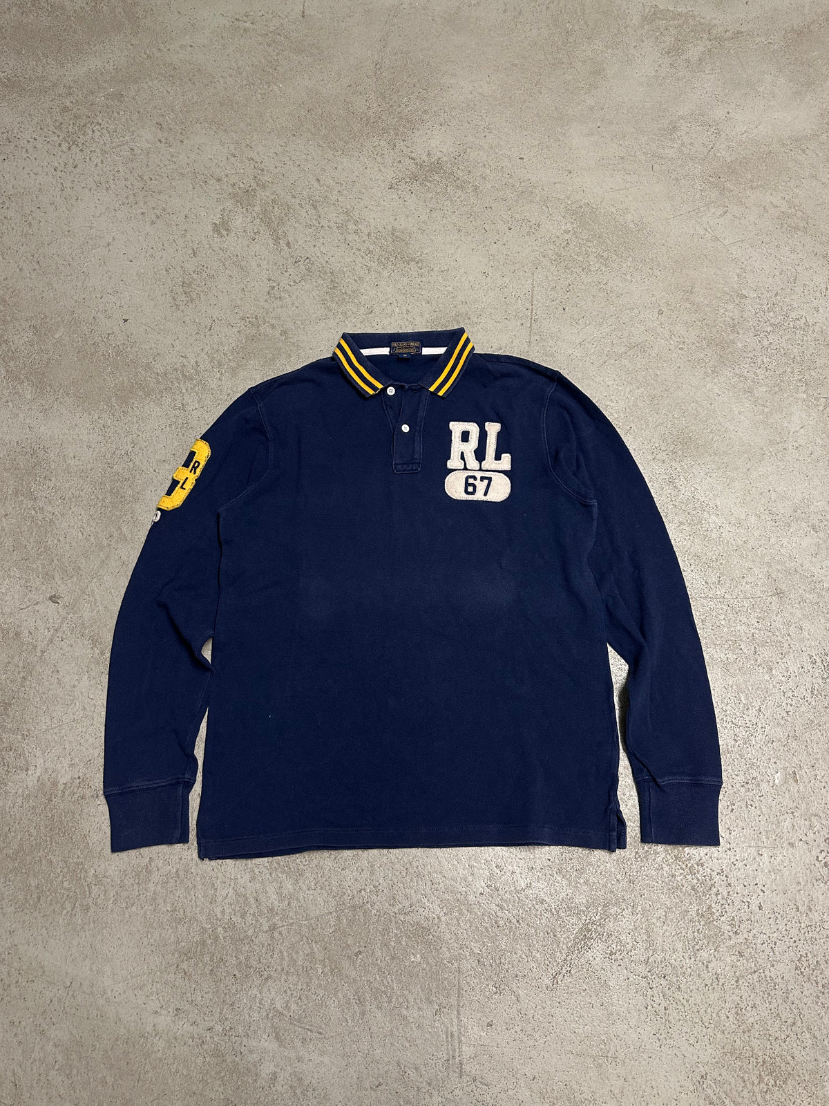 Polo Ralph Lauren Vintage Langarm-Polo Dunkelblau Größe M Guter Zustand