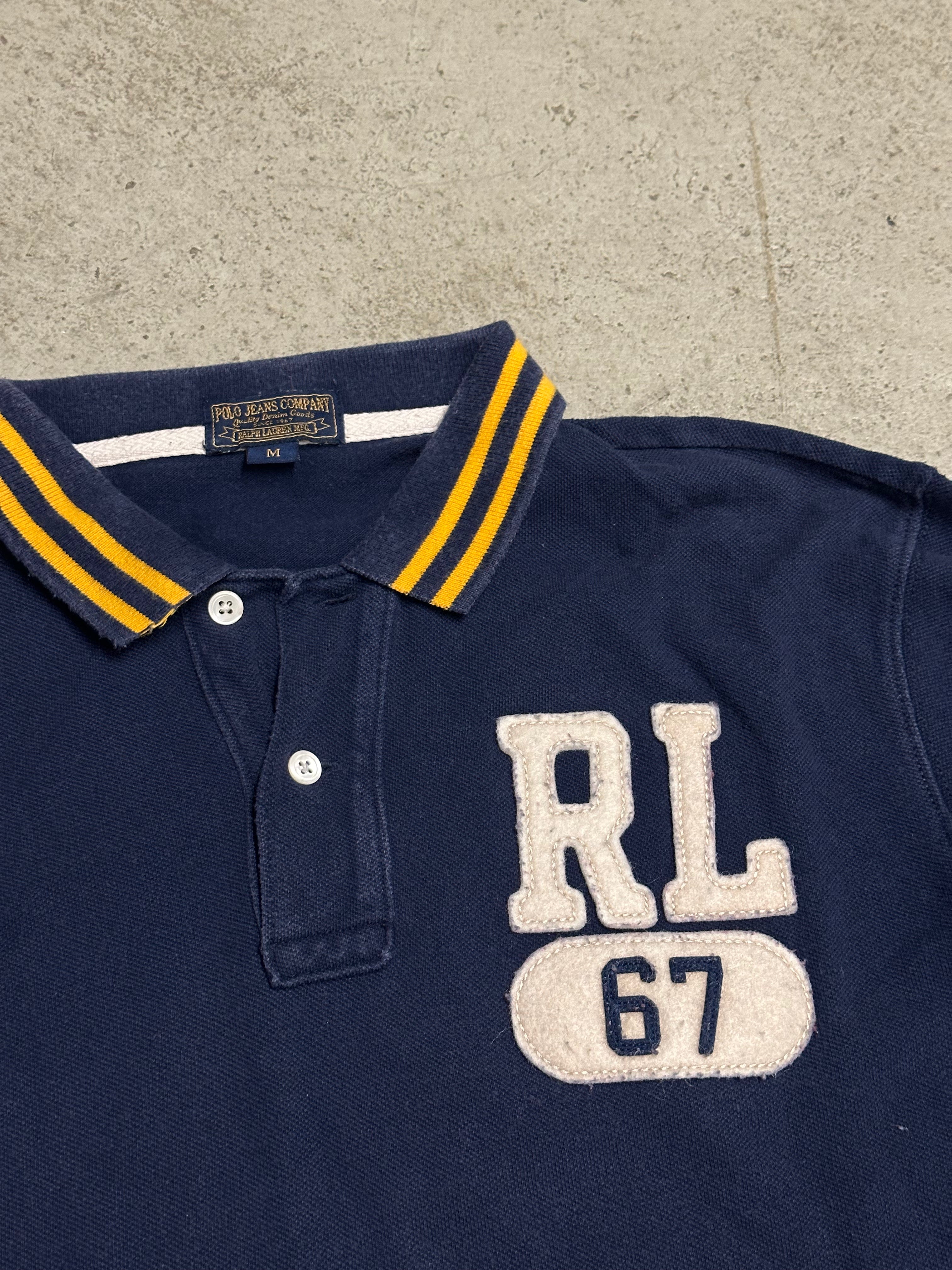 Polo Ralph Lauren Vintage Langarm-Polo Dunkelblau Größe M Guter Zustand