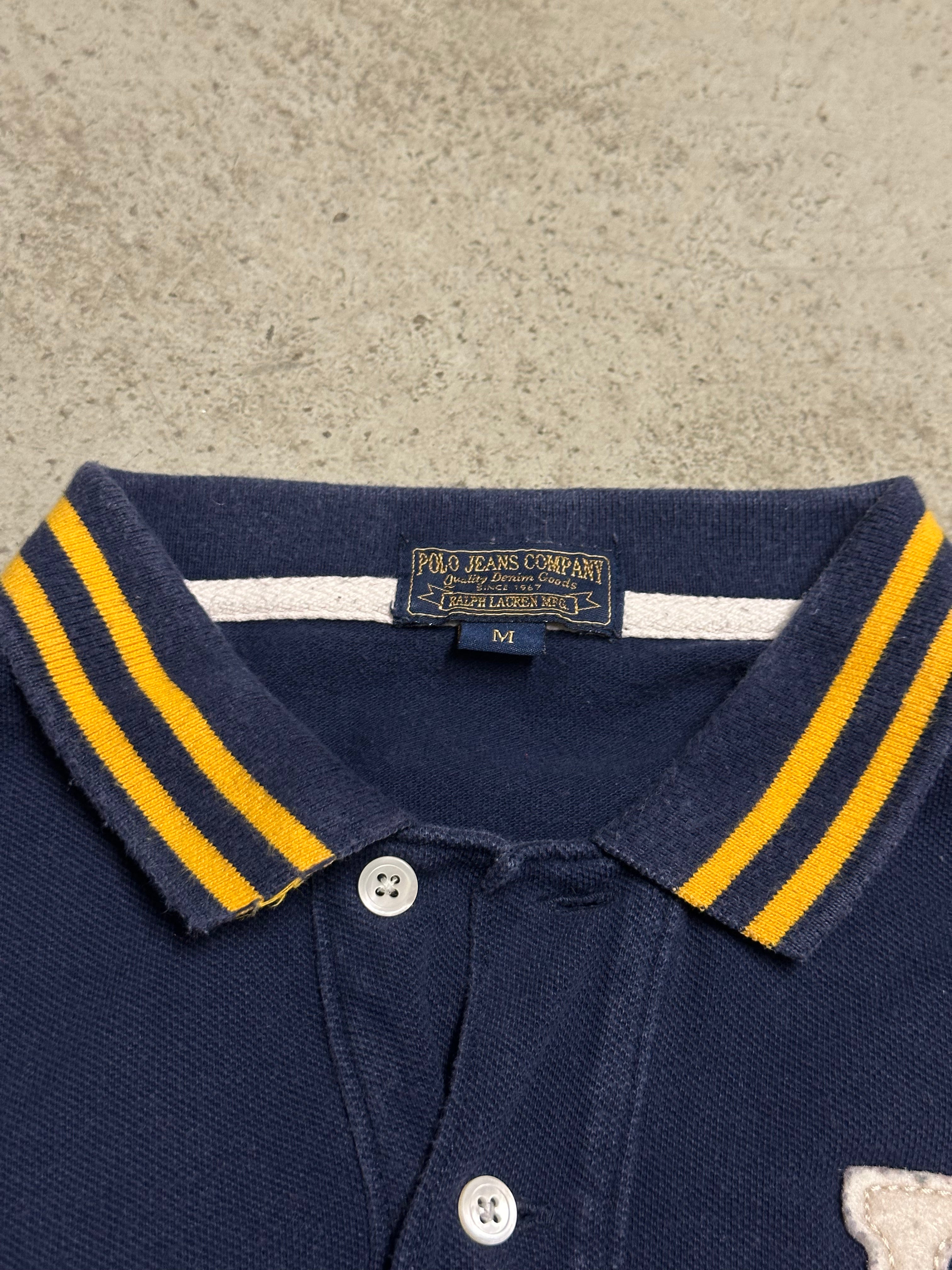 Polo Ralph Lauren Vintage Langarm-Polo Dunkelblau Größe M Guter Zustand
