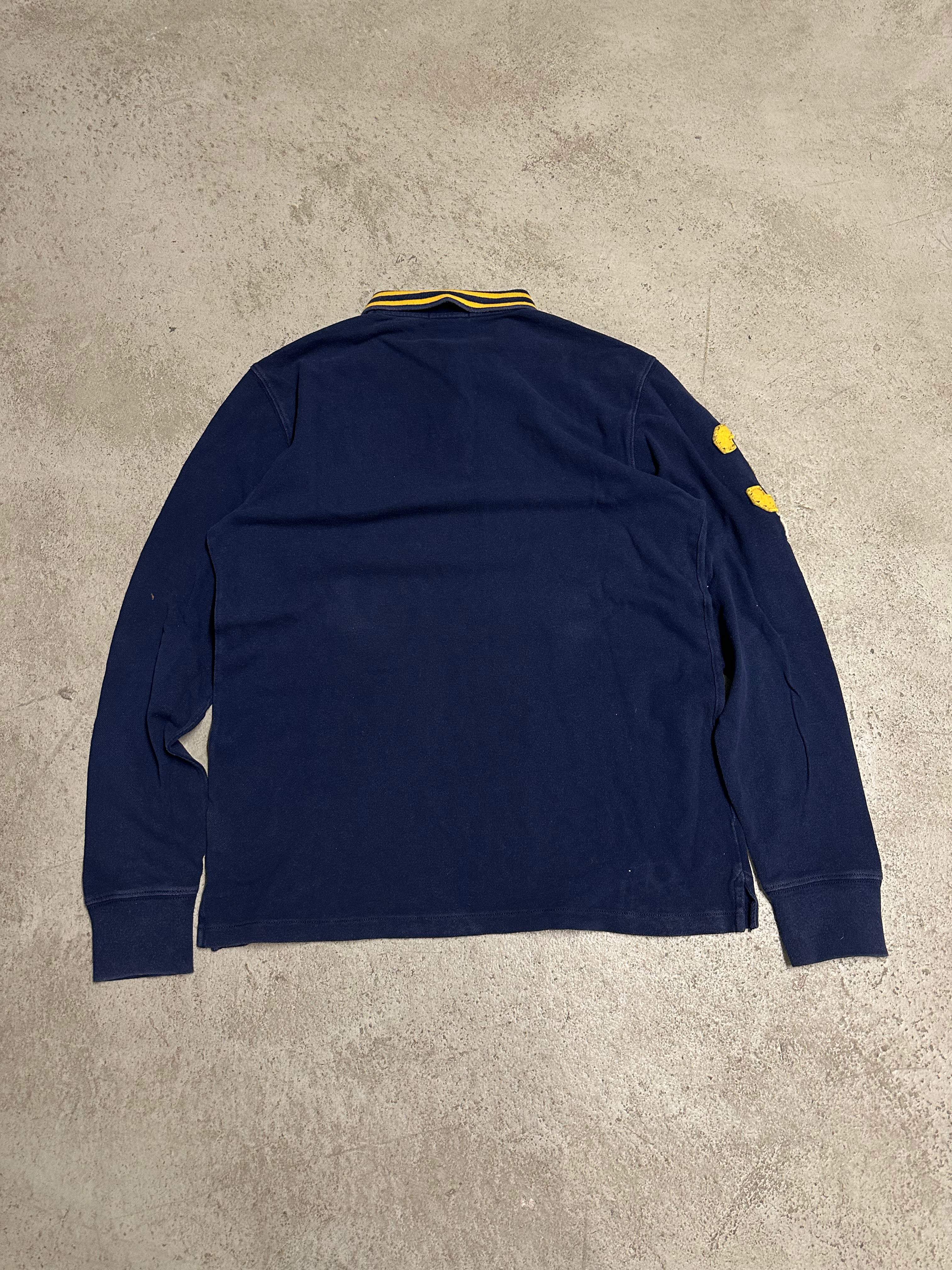 Polo Ralph Lauren Vintage Langarm-Polo Dunkelblau Größe M Guter Zustand