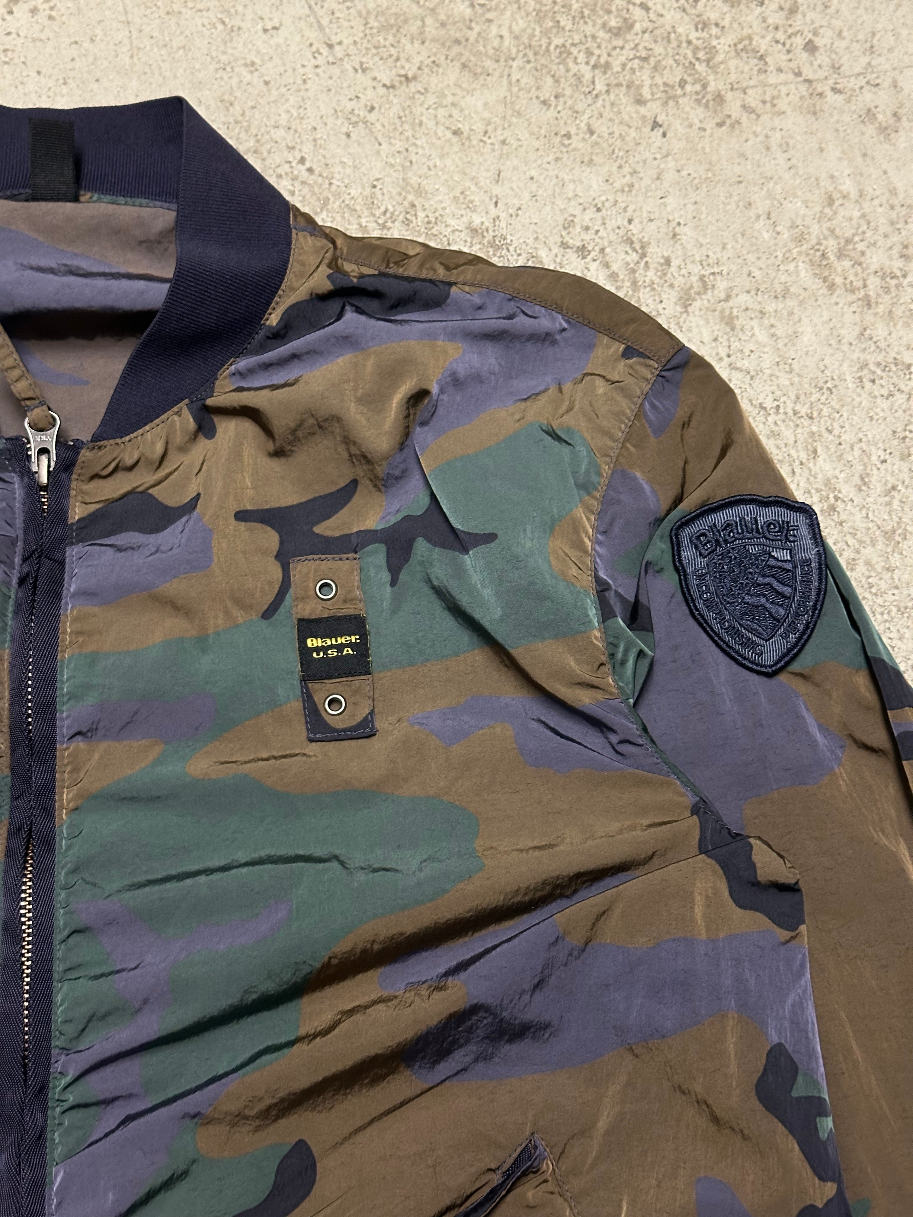 Blauer Camo Jacke Größe M Grüne Tarnfarben Streetwear Military Look