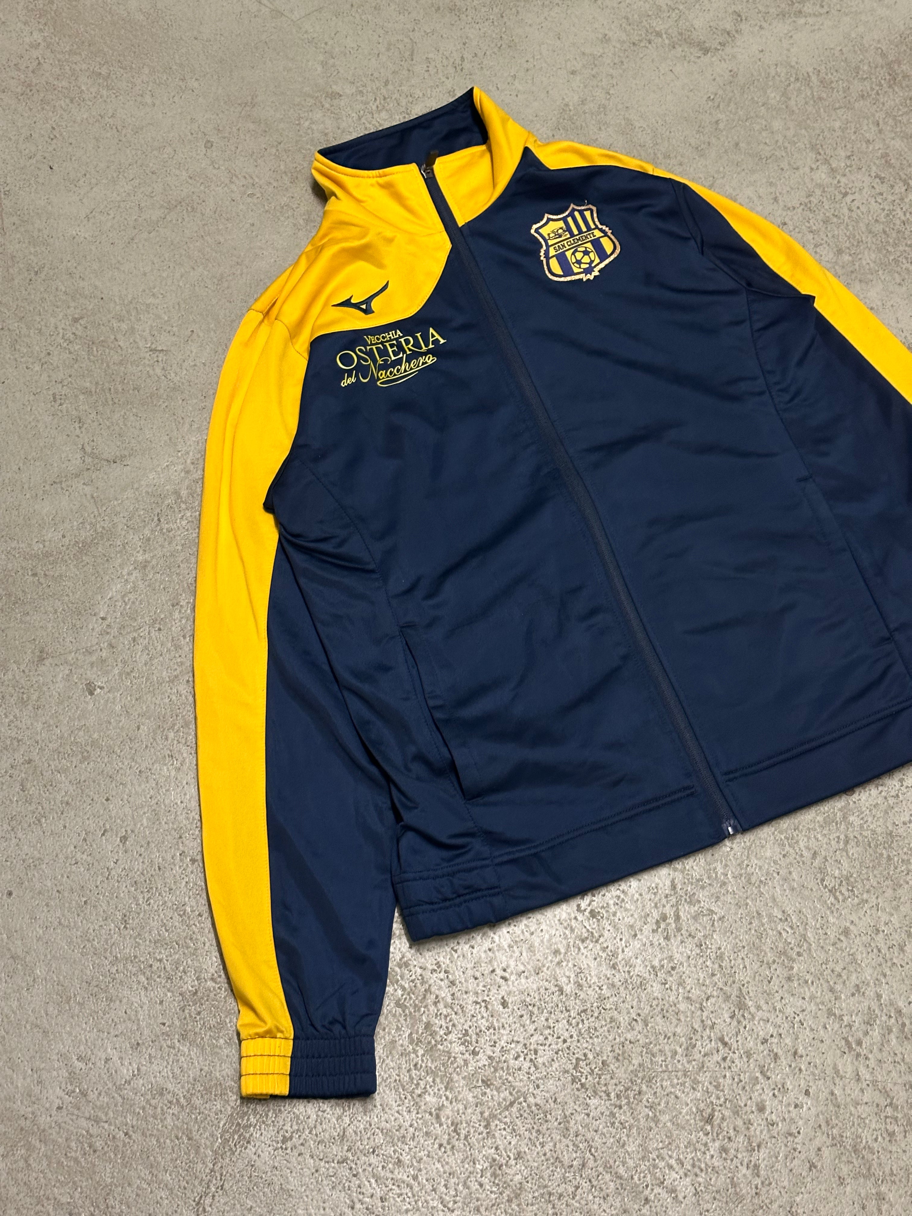 Vintage Mizuno Trainingsjacke Gelb Blau Größe L Retro Sportjacke Seltenes Piece
