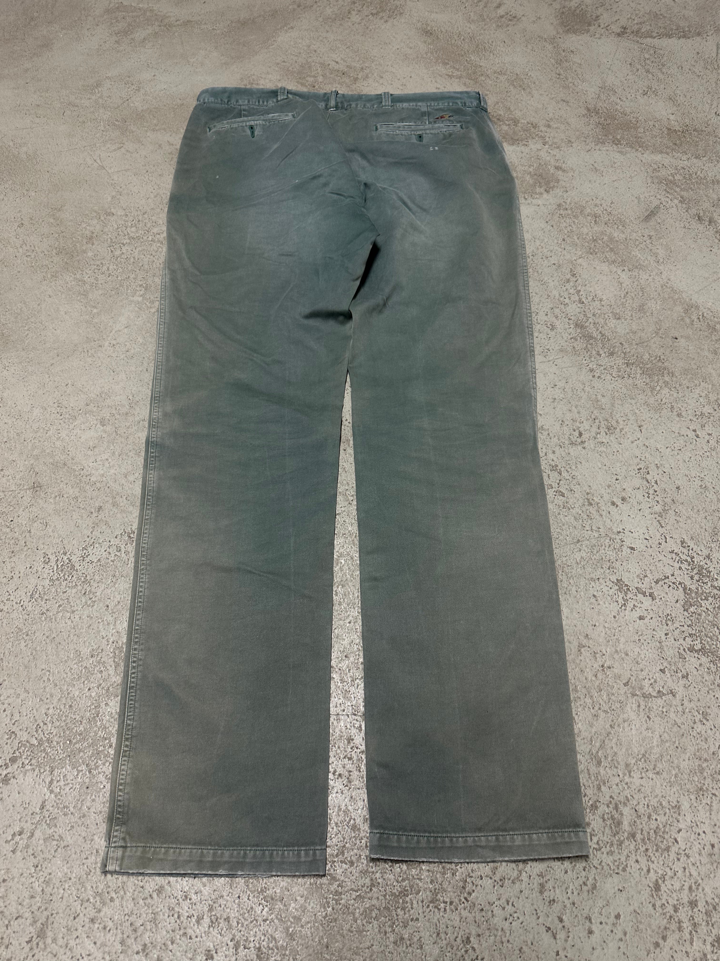 Vintage Polo Ralph Lauren Hose Straight Fit W34 L36 Gewaschener Grünton