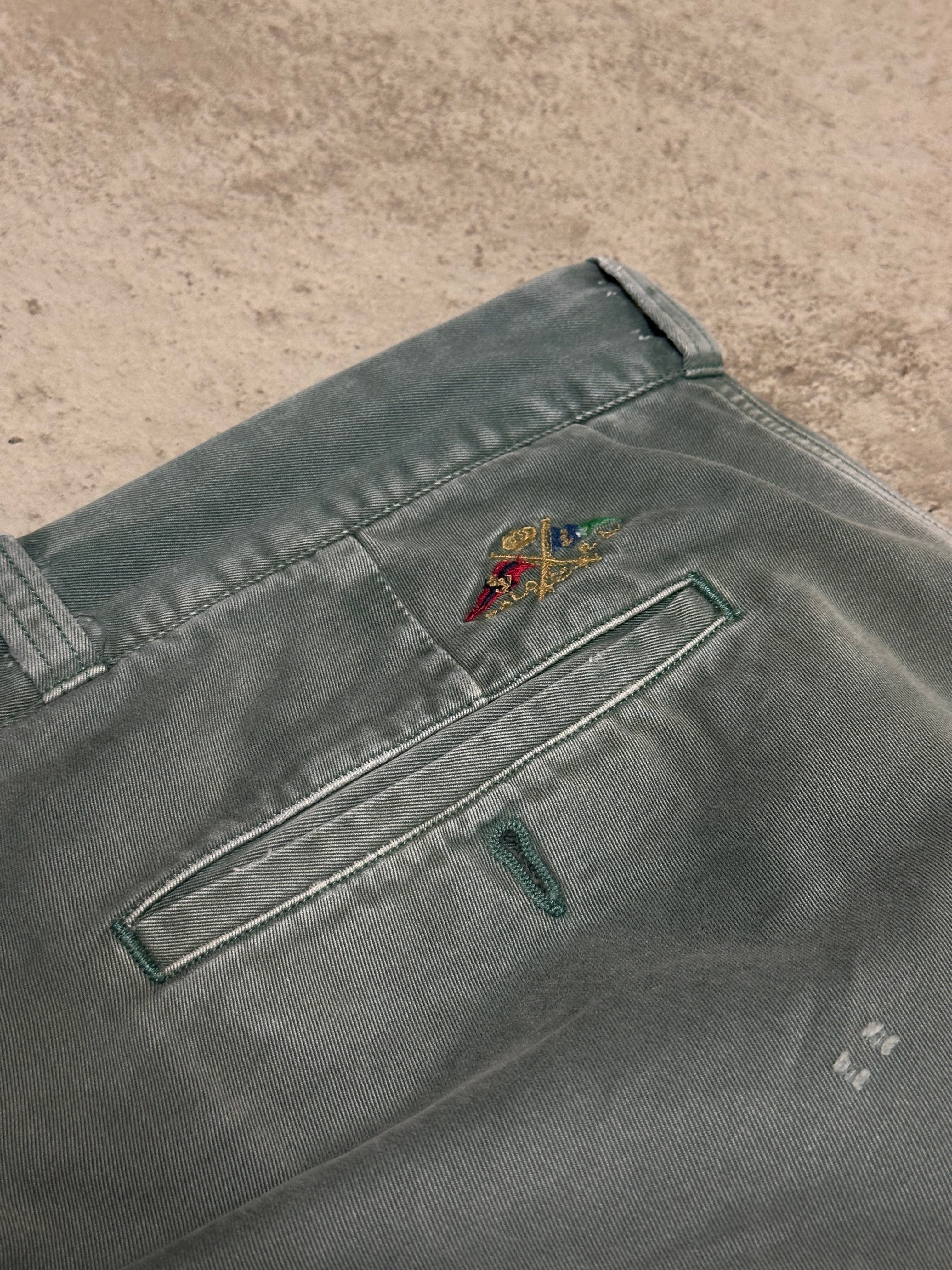 Vintage Polo Ralph Lauren Hose Straight Fit W34 L36 Gewaschener Grünton