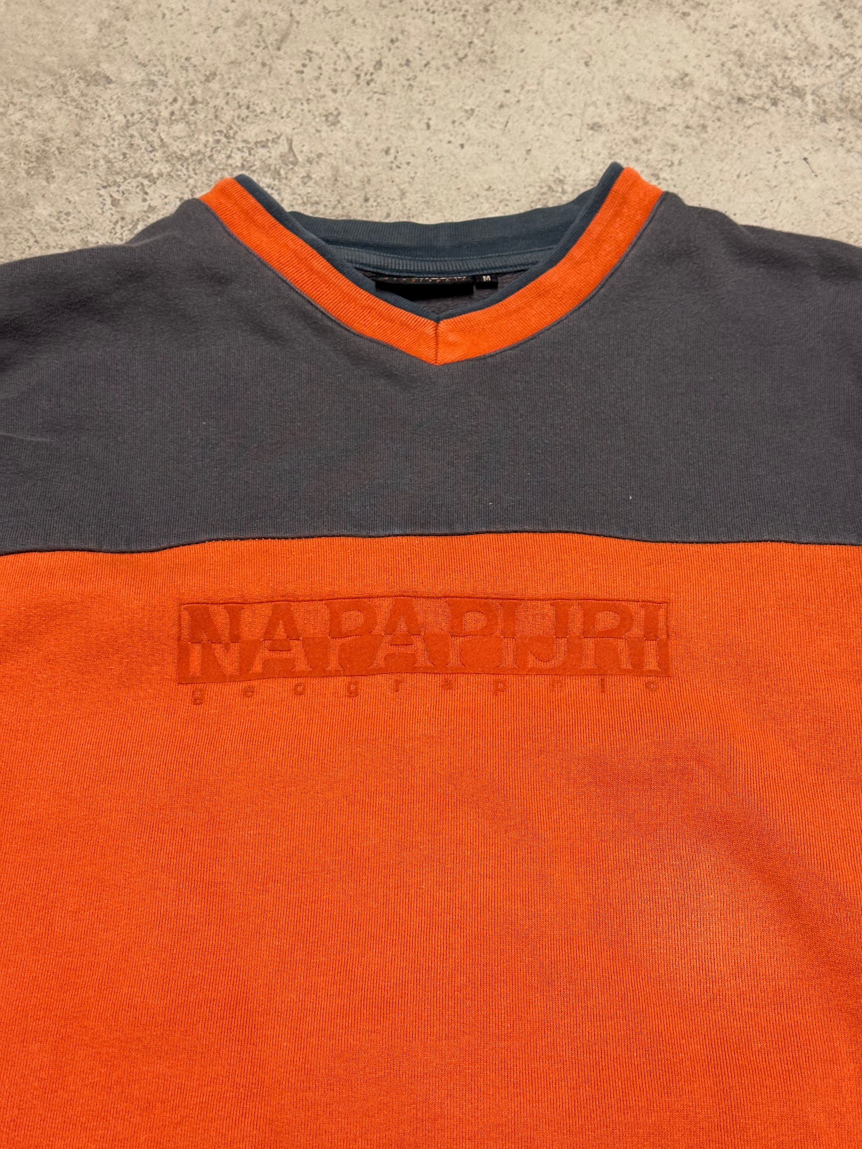 Vintage Napapijri Sweater Grau Orange M