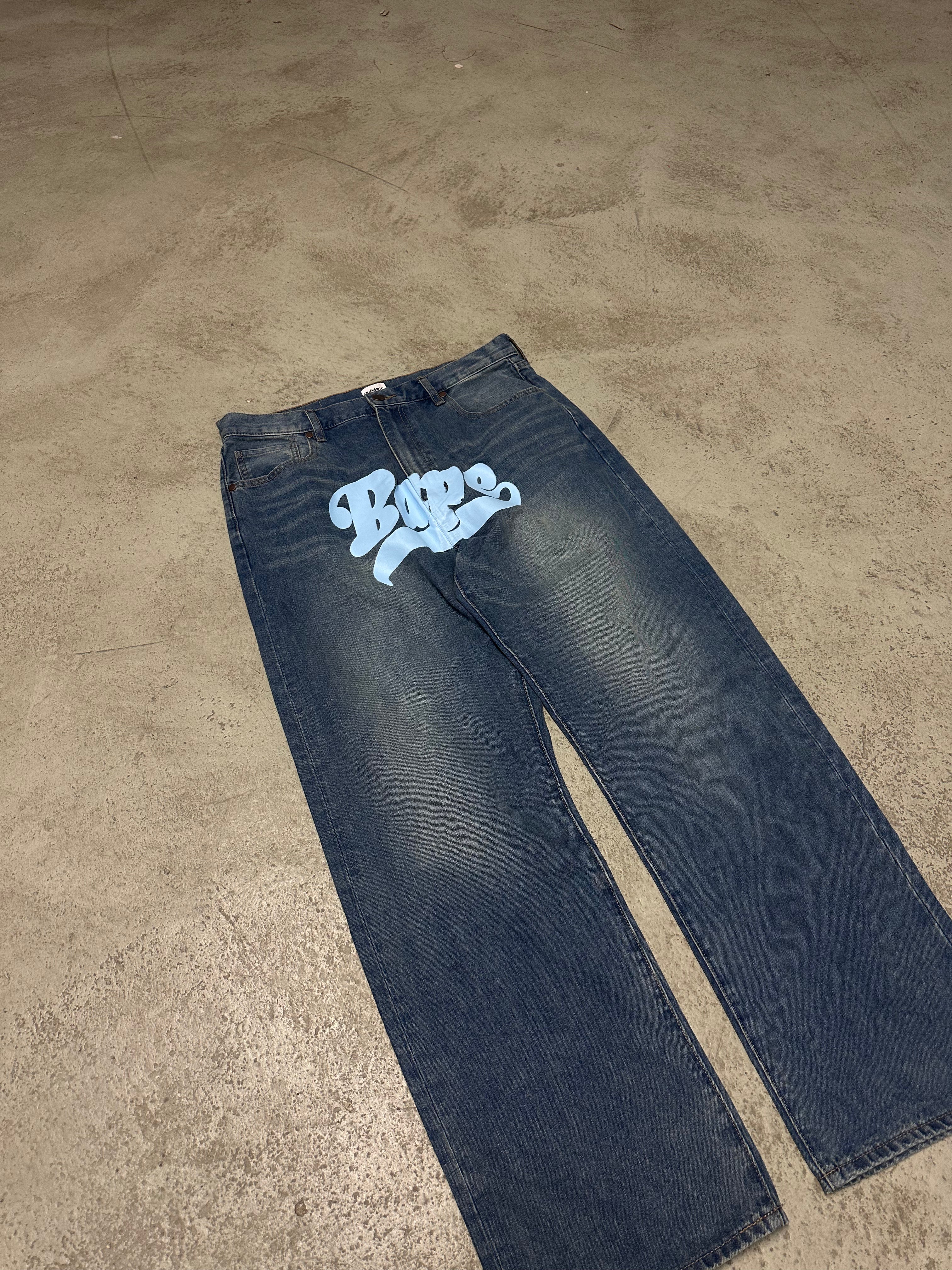 Bapestar Baggy Jeans Hellblau L