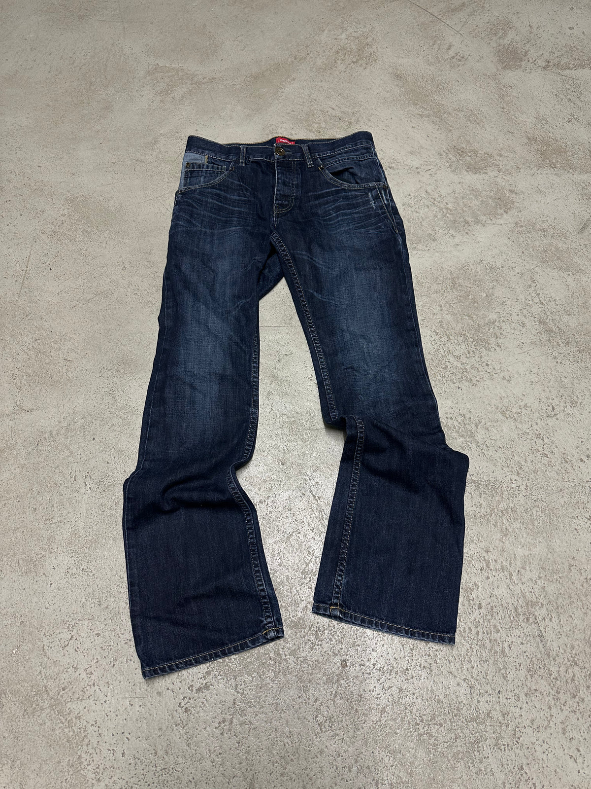 Vintage Celio* Straight Fit Staggered Moboot Jeans Dunkelblau W32 L32