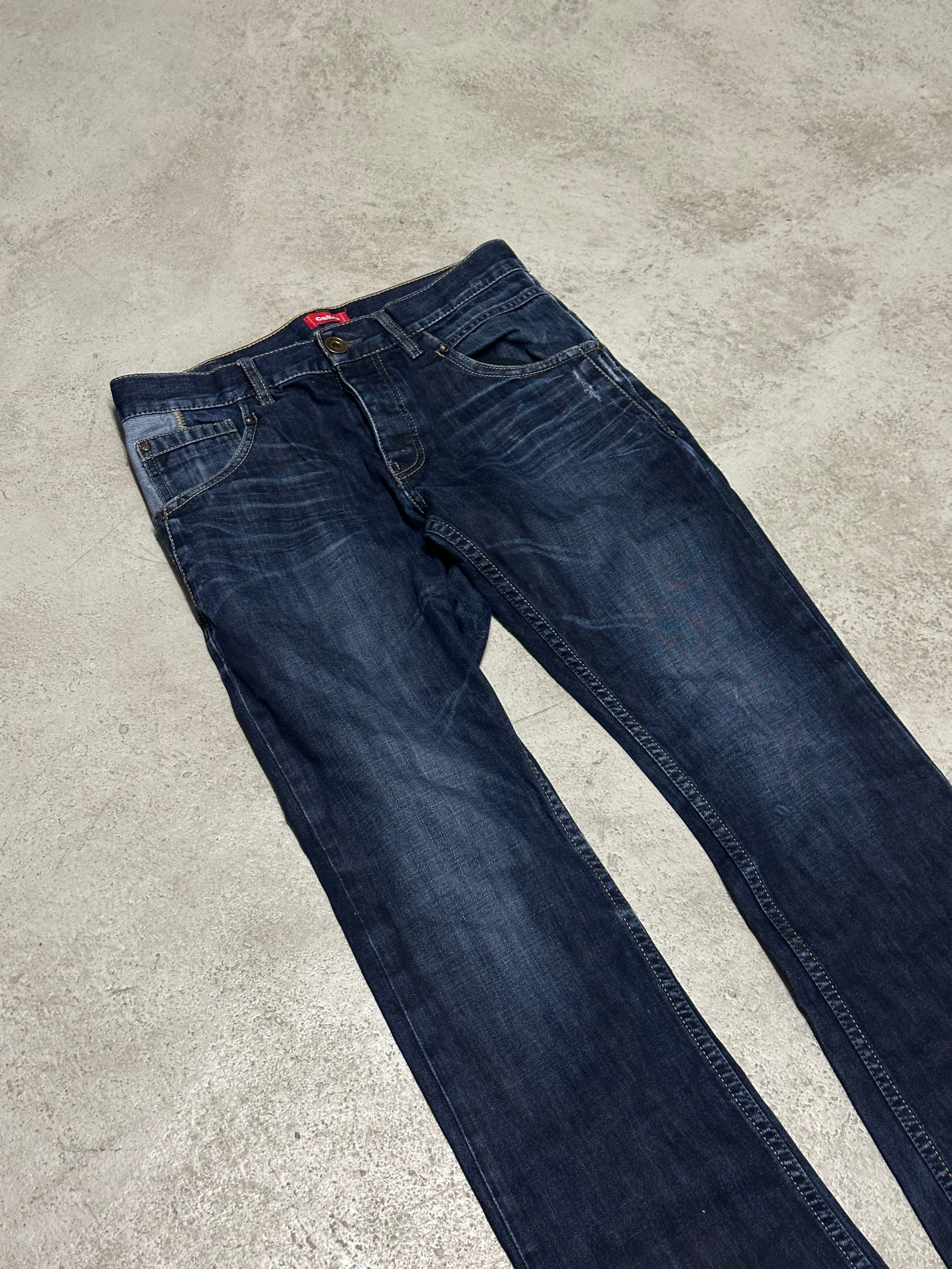 Vintage Celio* Straight Fit Staggered Moboot Jeans Dunkelblau W32 L32