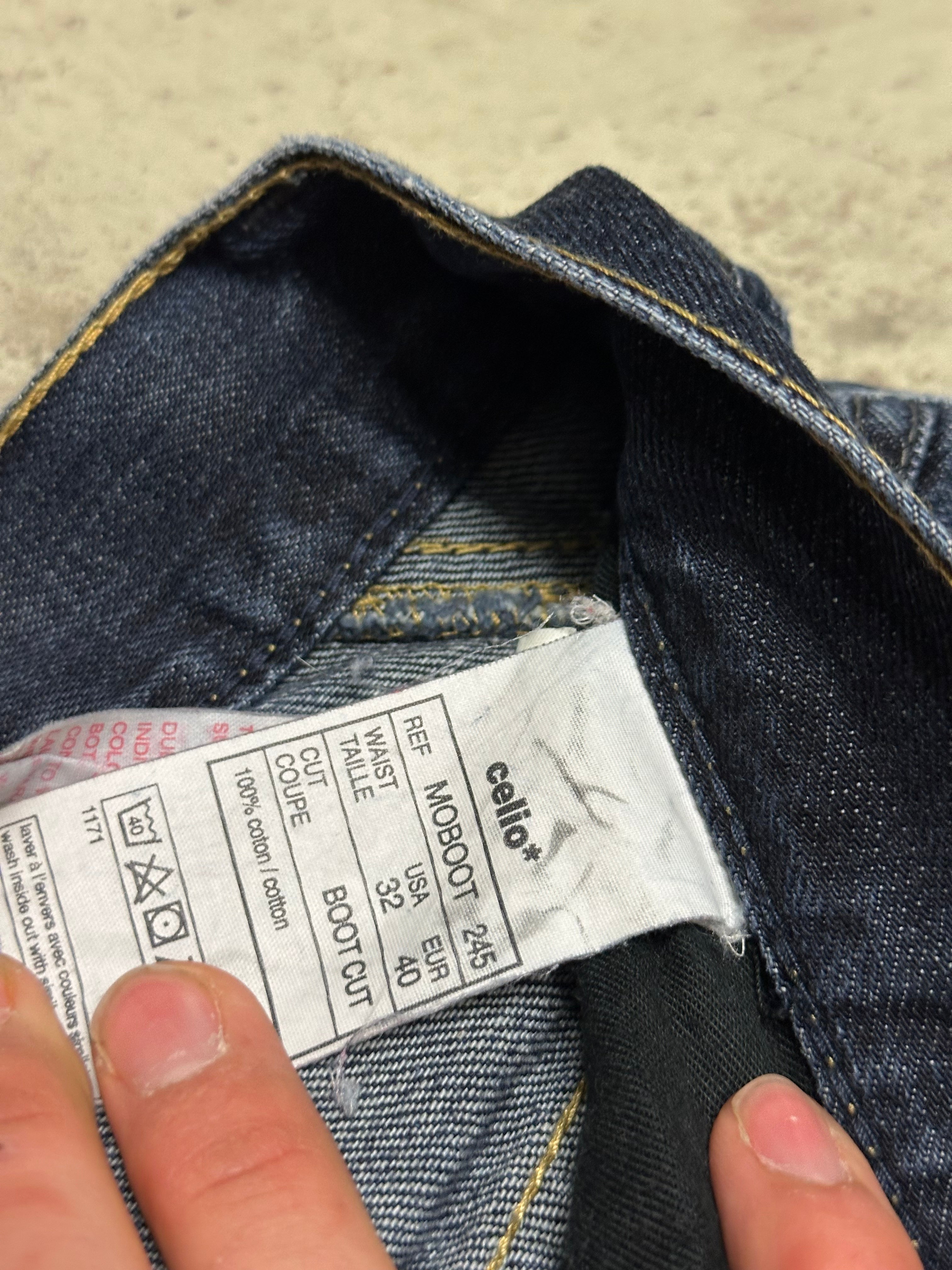 Vintage Celio* Straight Fit Staggered Moboot Jeans Dunkelblau W32 L32
