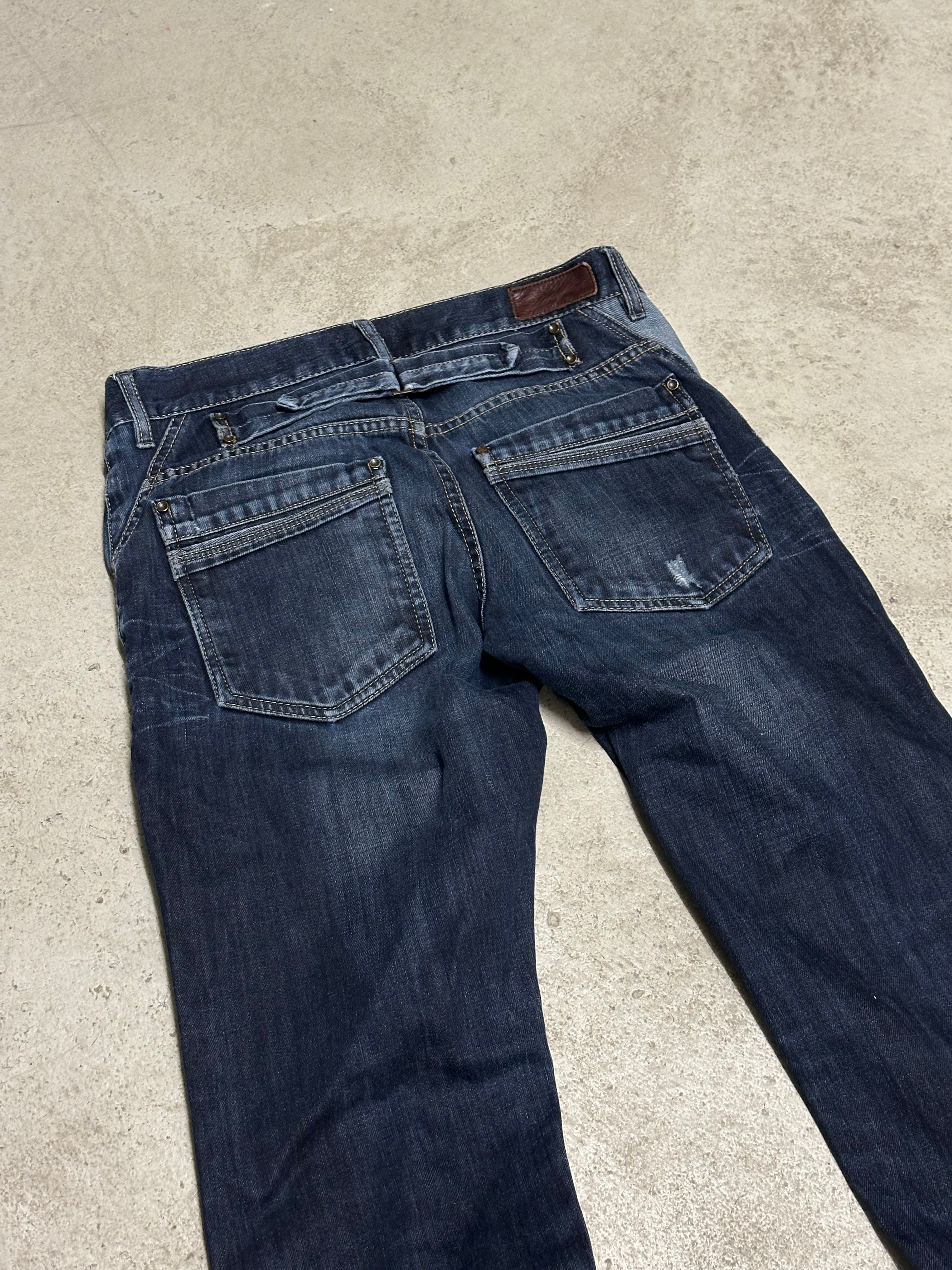 Vintage Celio* Straight Fit Staggered Moboot Jeans Dunkelblau W32 L32