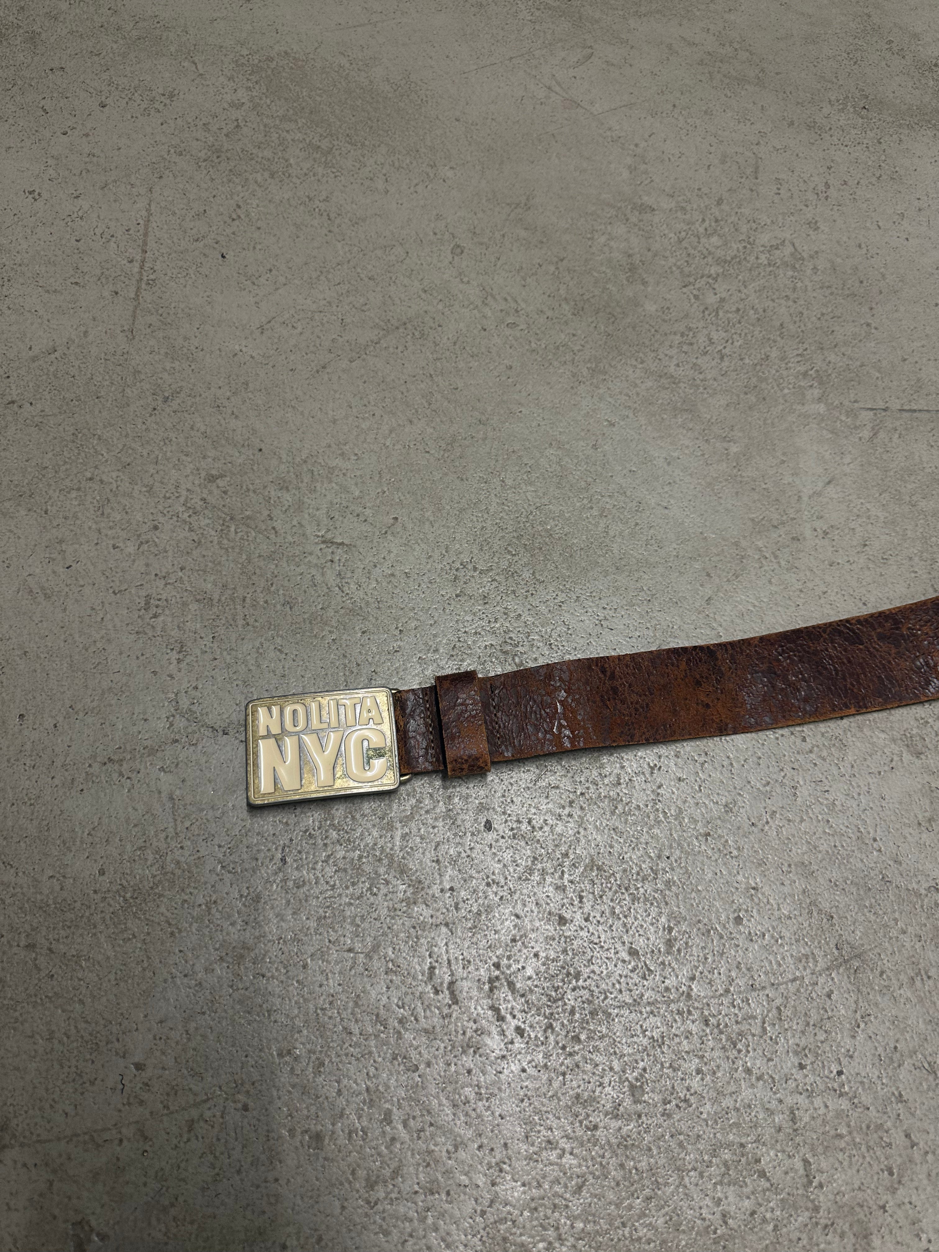 2000s Vintage Nolita NYC Distressed Ledergürtel – 90 cm