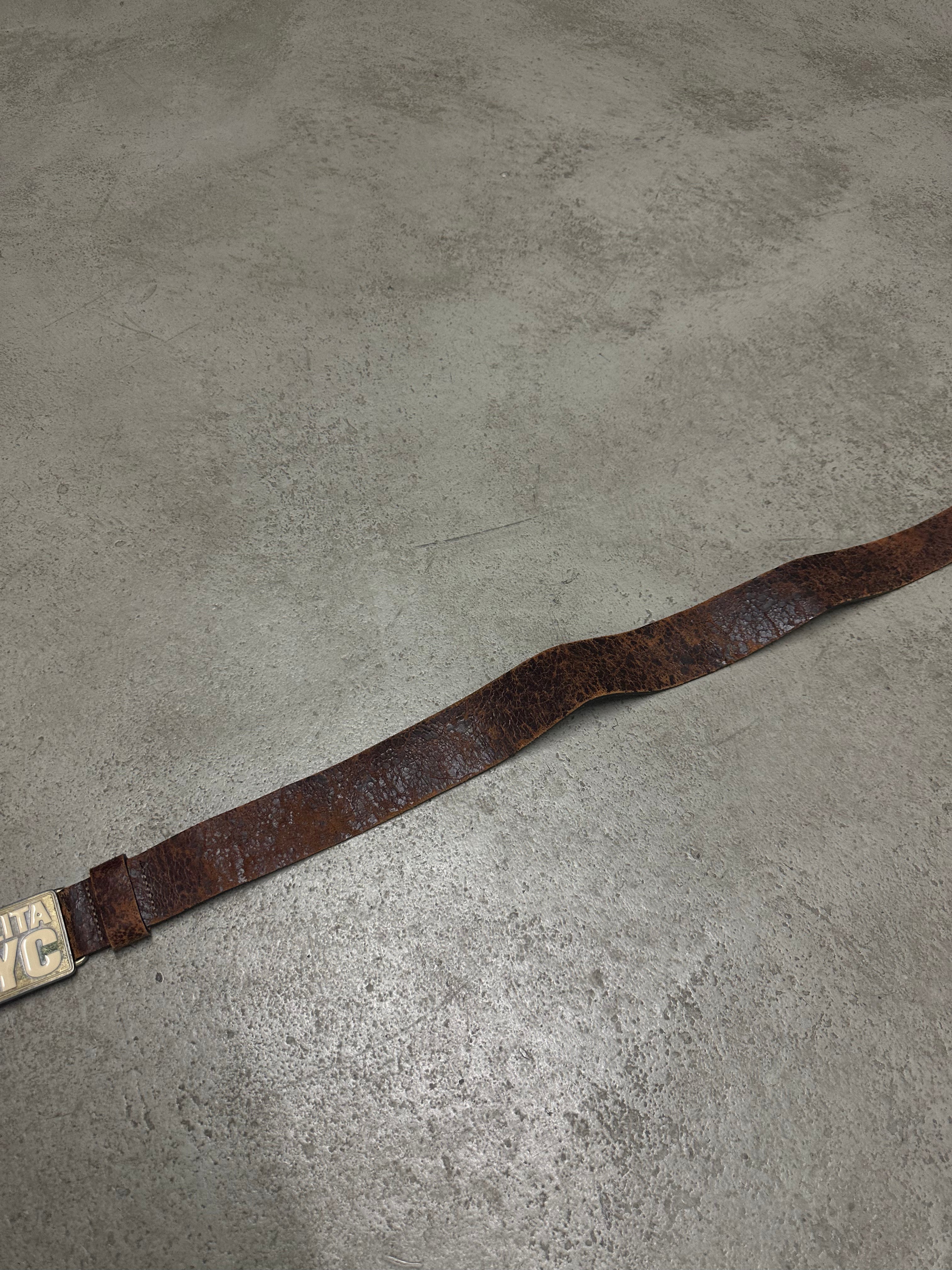 2000s Vintage Nolita NYC Distressed Ledergürtel – 90 cm