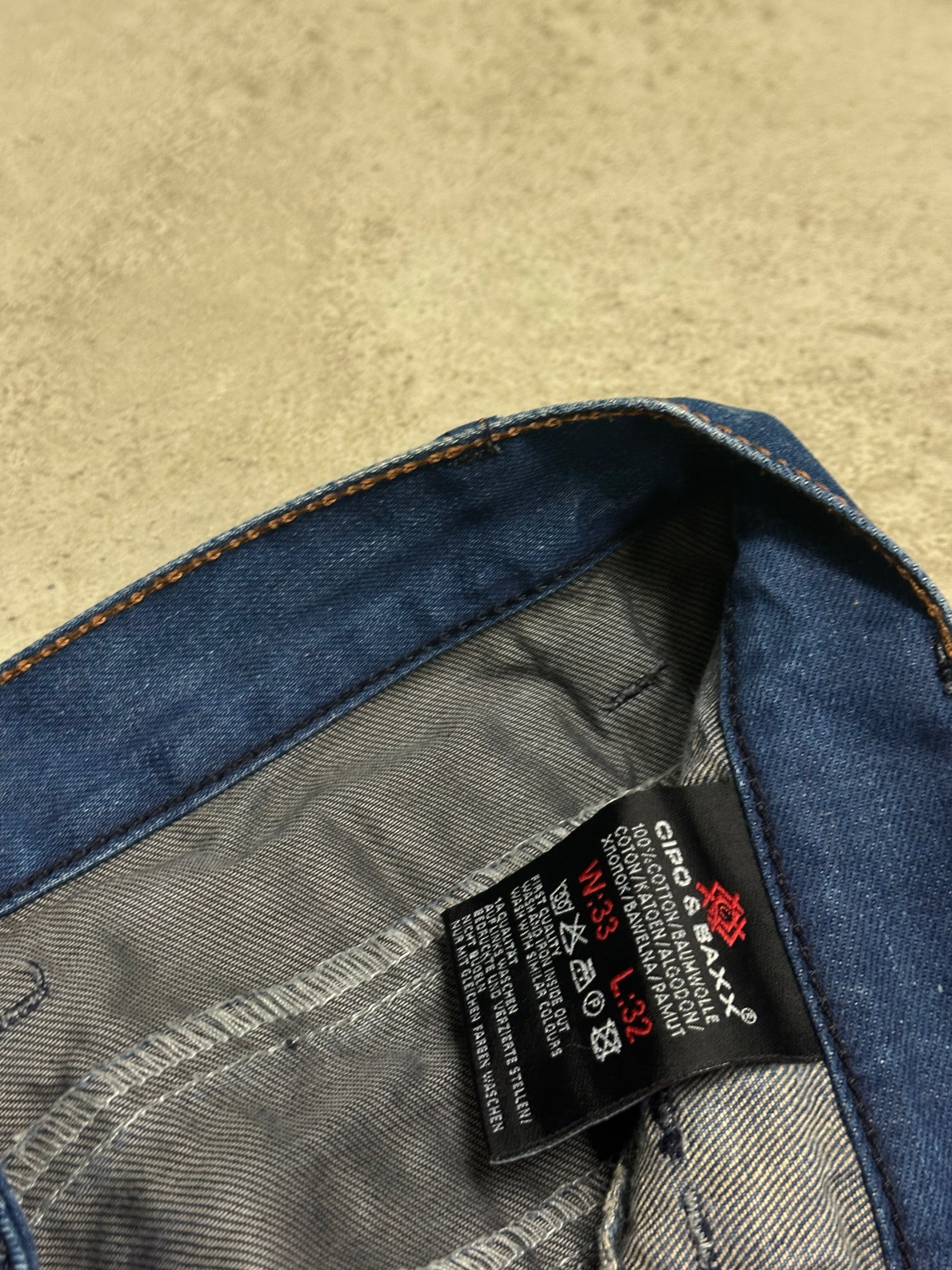Cipo & Baxx Tripple Belt Baggy Fit Jeans – Dunkelblau Schwarz – W33 L32 Stone Wash