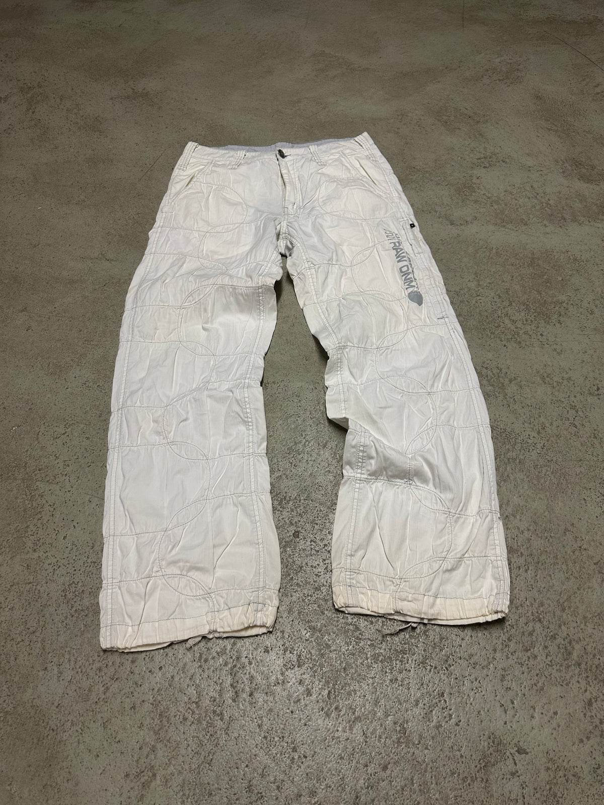 Seltene! Vintage G-Star Raw Baggy Patched Out Hose – Weiß