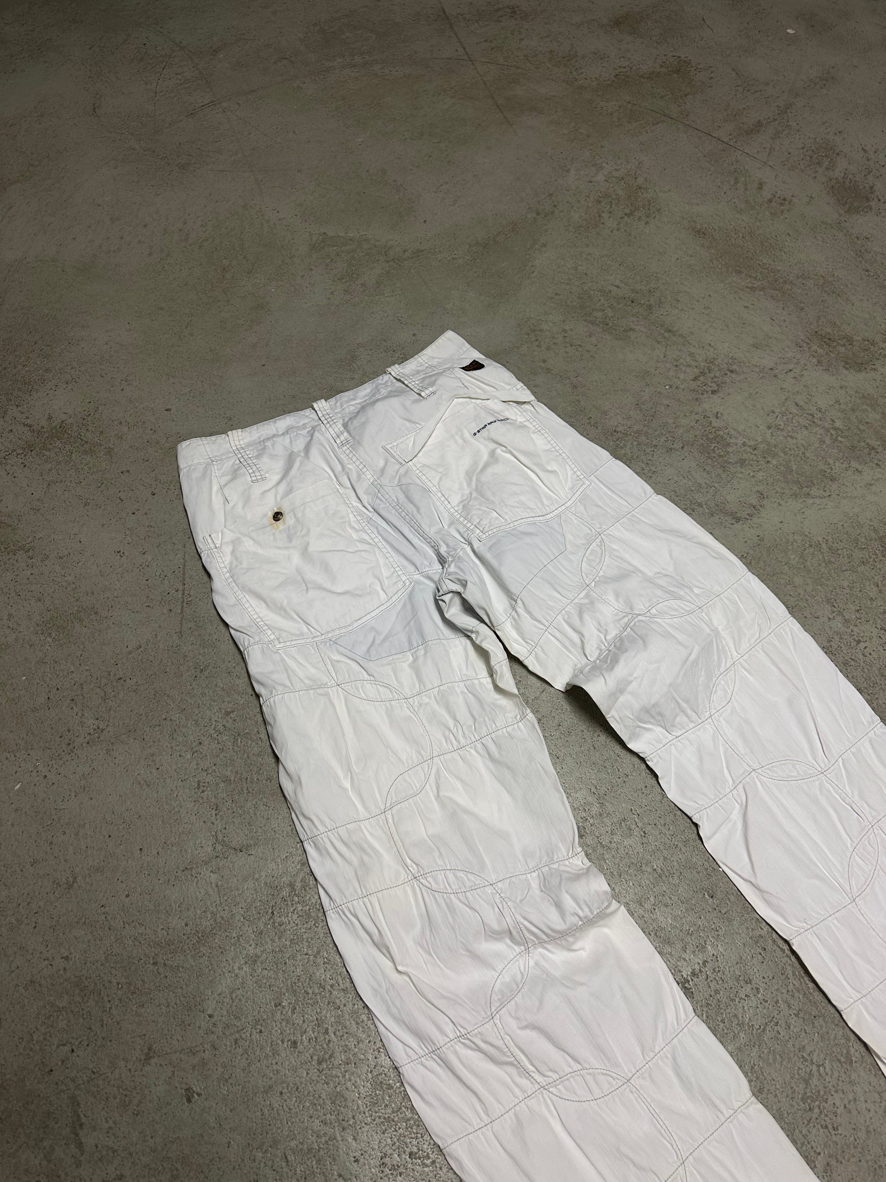 Seltene! Vintage G-Star Raw Baggy Patched Out Hose – Weiß