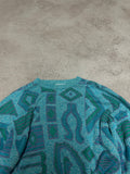 Vintage Adidas Strickpullover – Größe M (Türkis/Babyblau)