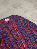 Vintage Carlo Colucci All Over Print Strickpullover – Größe L (Blau/Rot)
