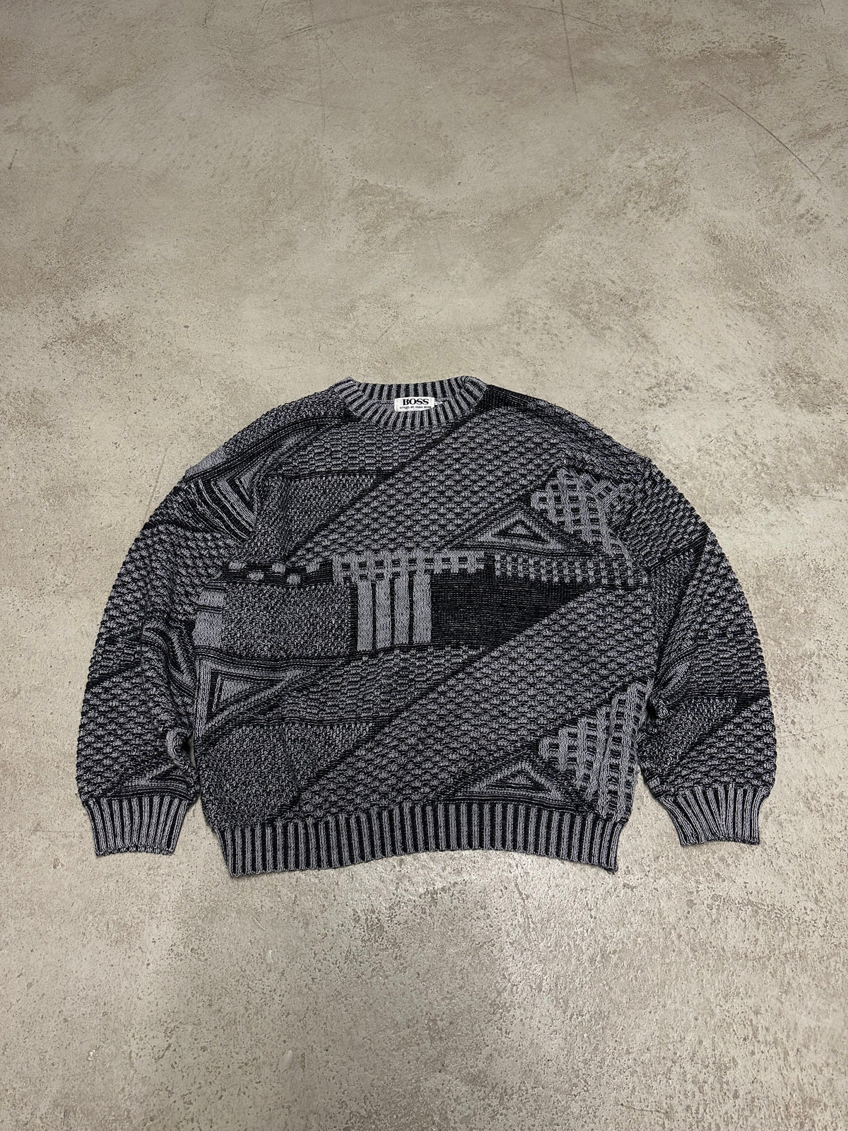 Vintage Hugo Boss Knitsweater – Größe XL – Grau