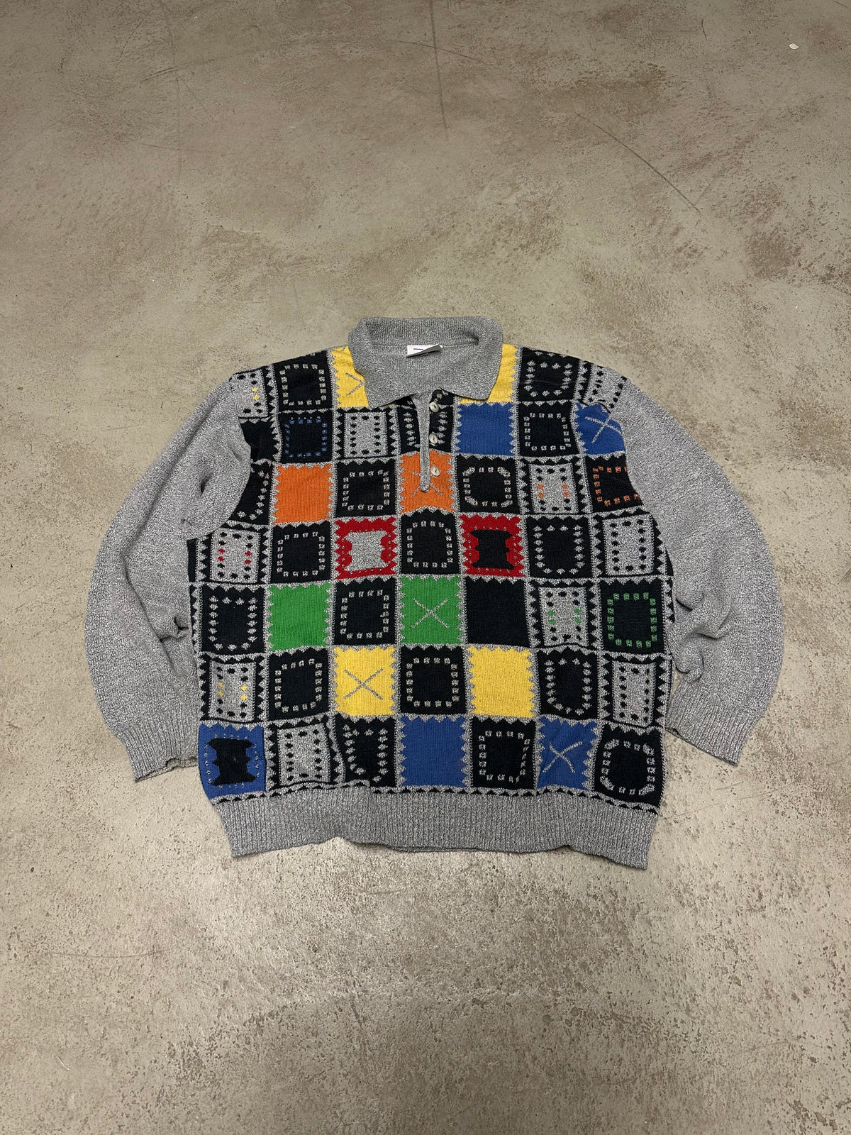 Vintage Fairbanks Polo-Strickpullover – Größe M